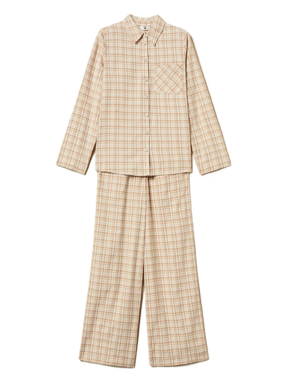 TWINSET Mannish check pyjama trousers and top | Neutrals | Image 1