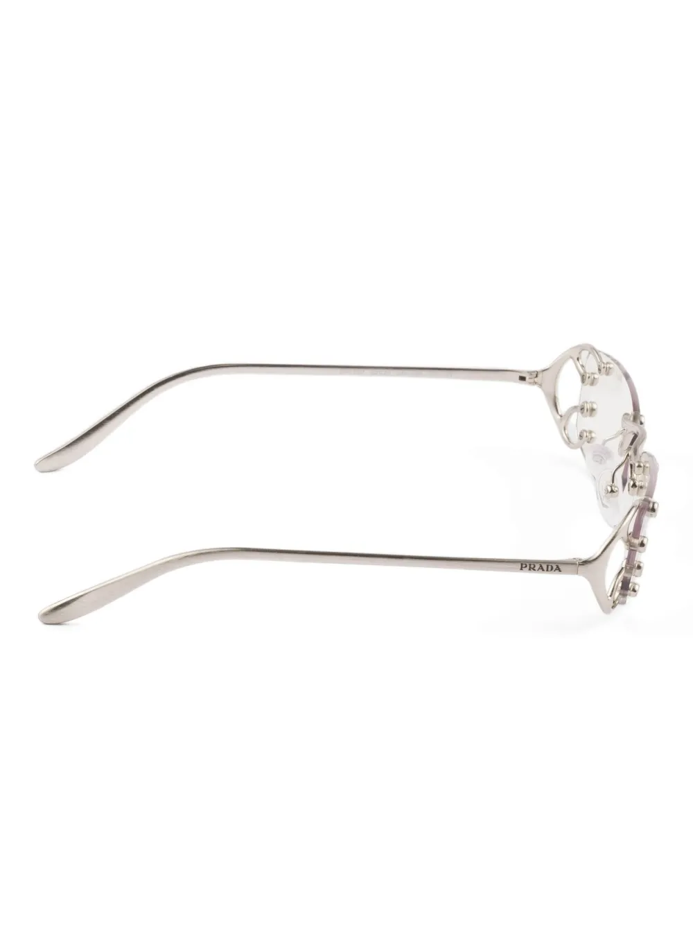 Prada Runway Embellished Rectangle Glasses In Silver