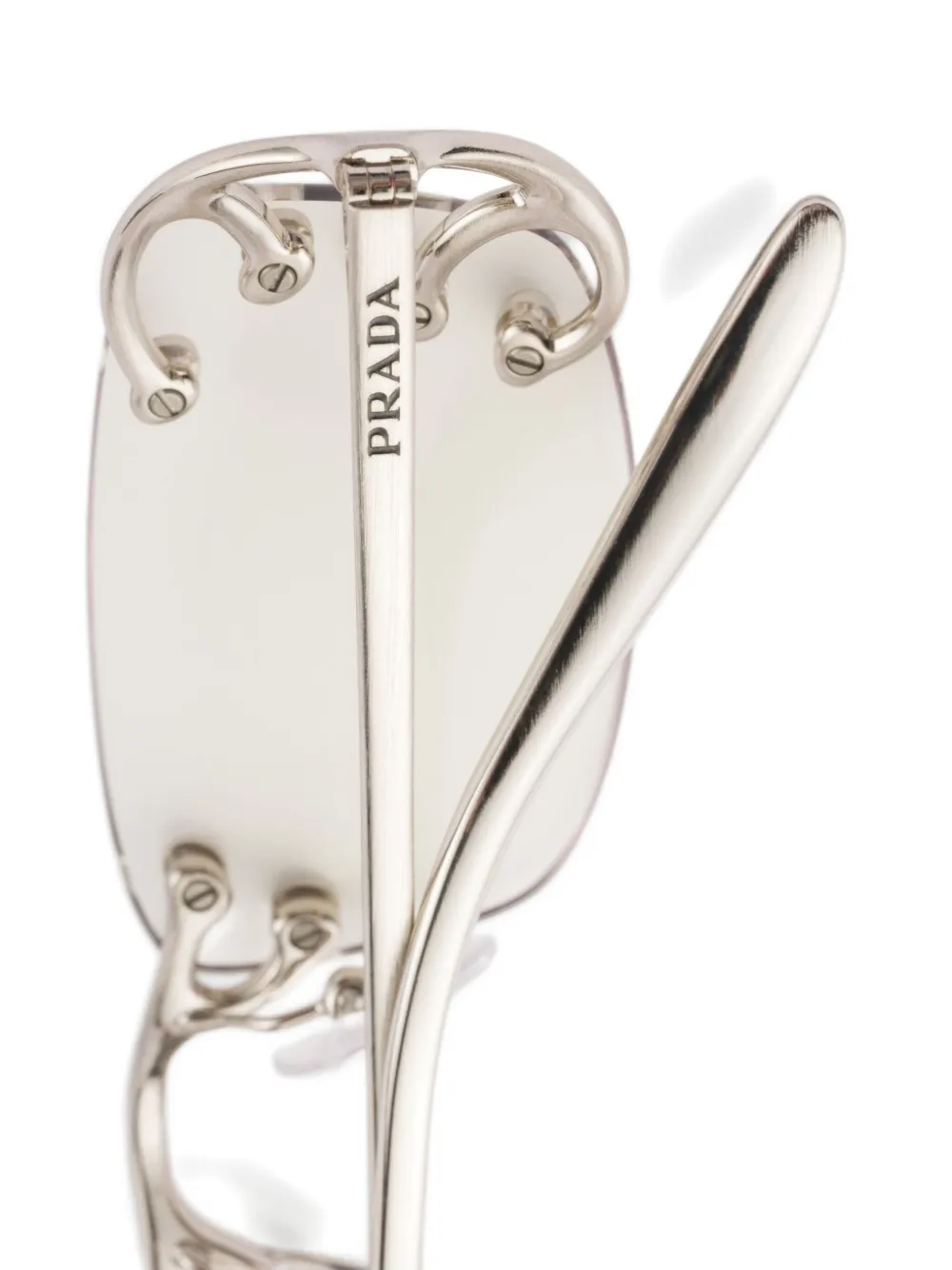 Prada Runway Embellished Rectangle Glasses In Silver