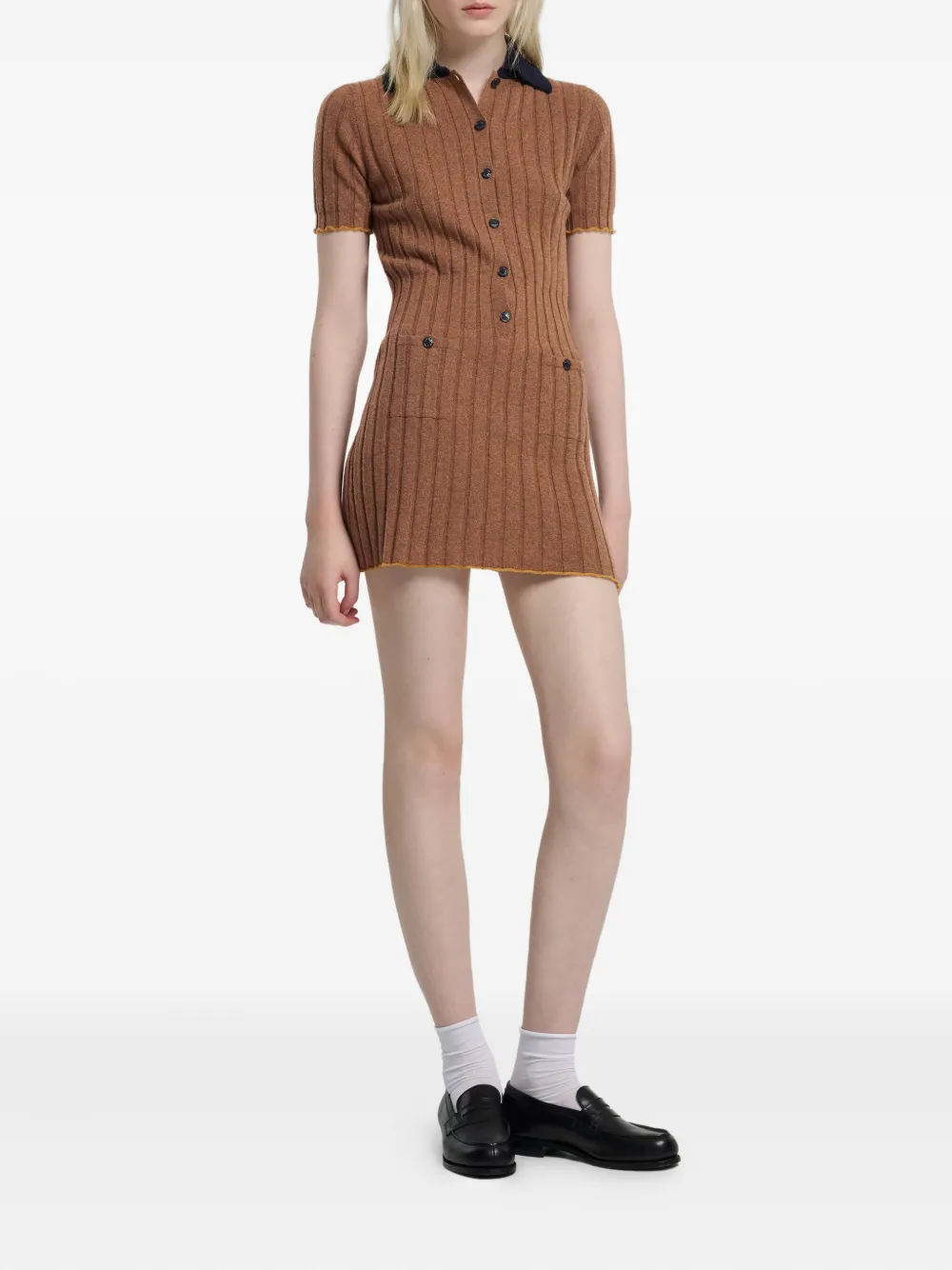 Barrie Geribbelde midi-jurk Bruin