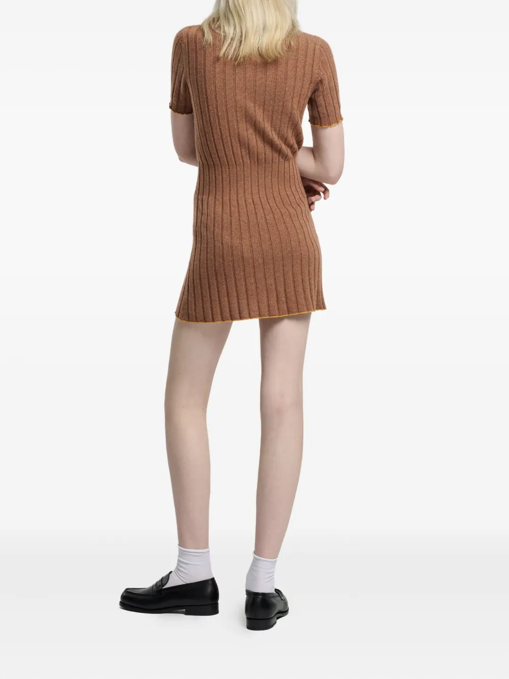Barrie Geribbelde midi-jurk Bruin