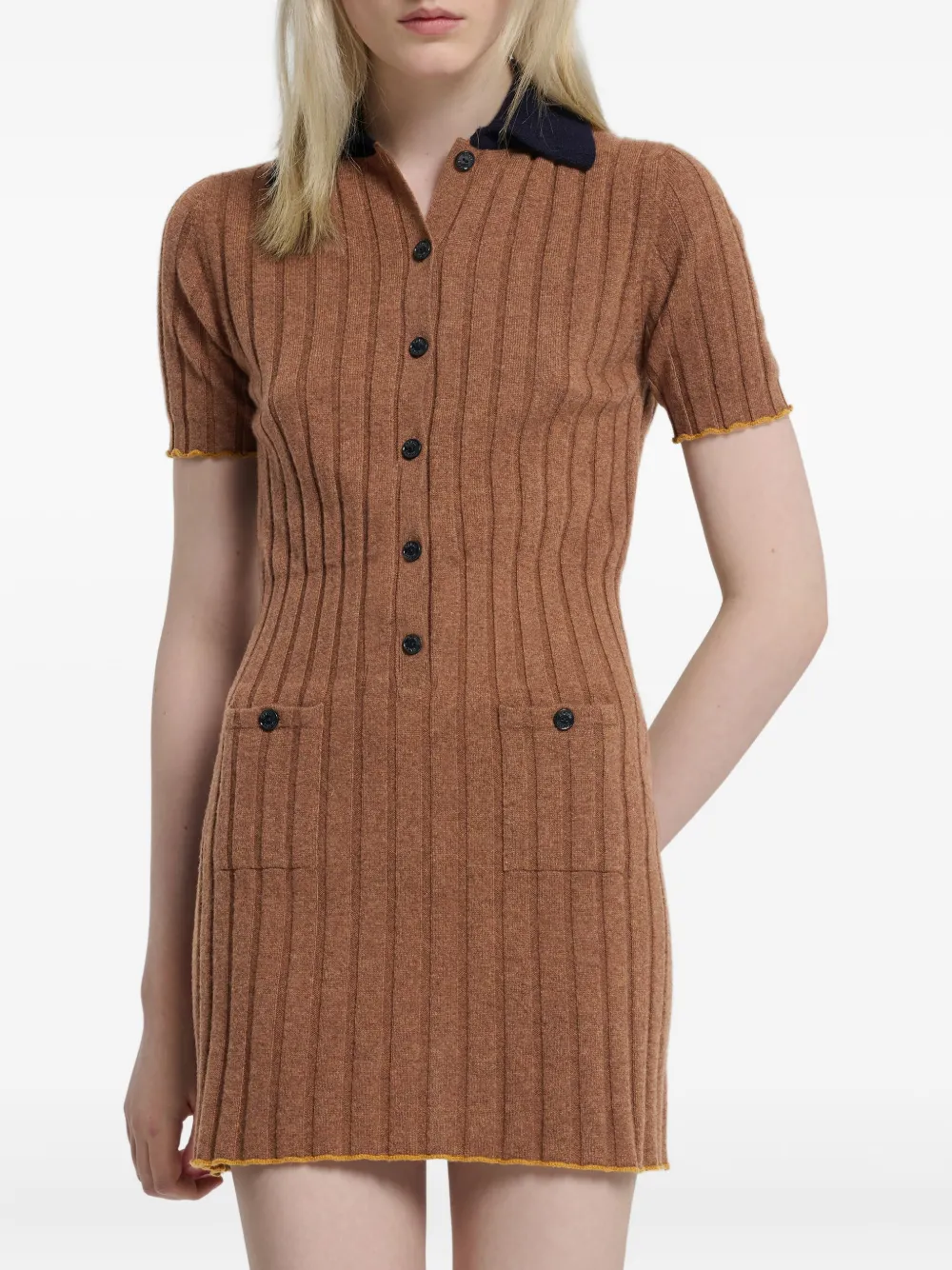 Barrie Geribbelde midi-jurk Bruin