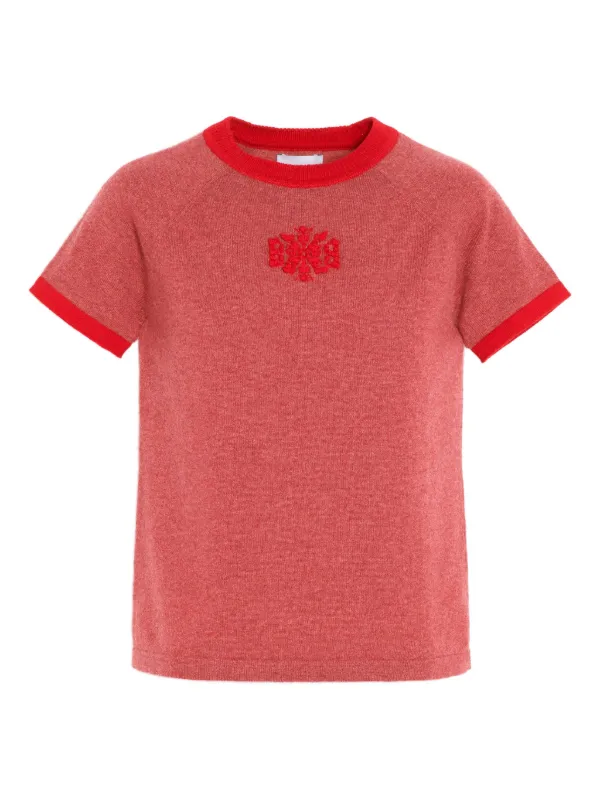 BARRIE Bロゴ Tシャツ カシミヤ レディース Barrie Bロゴ カシミアTシャツ | レッド | FARFETCH JP