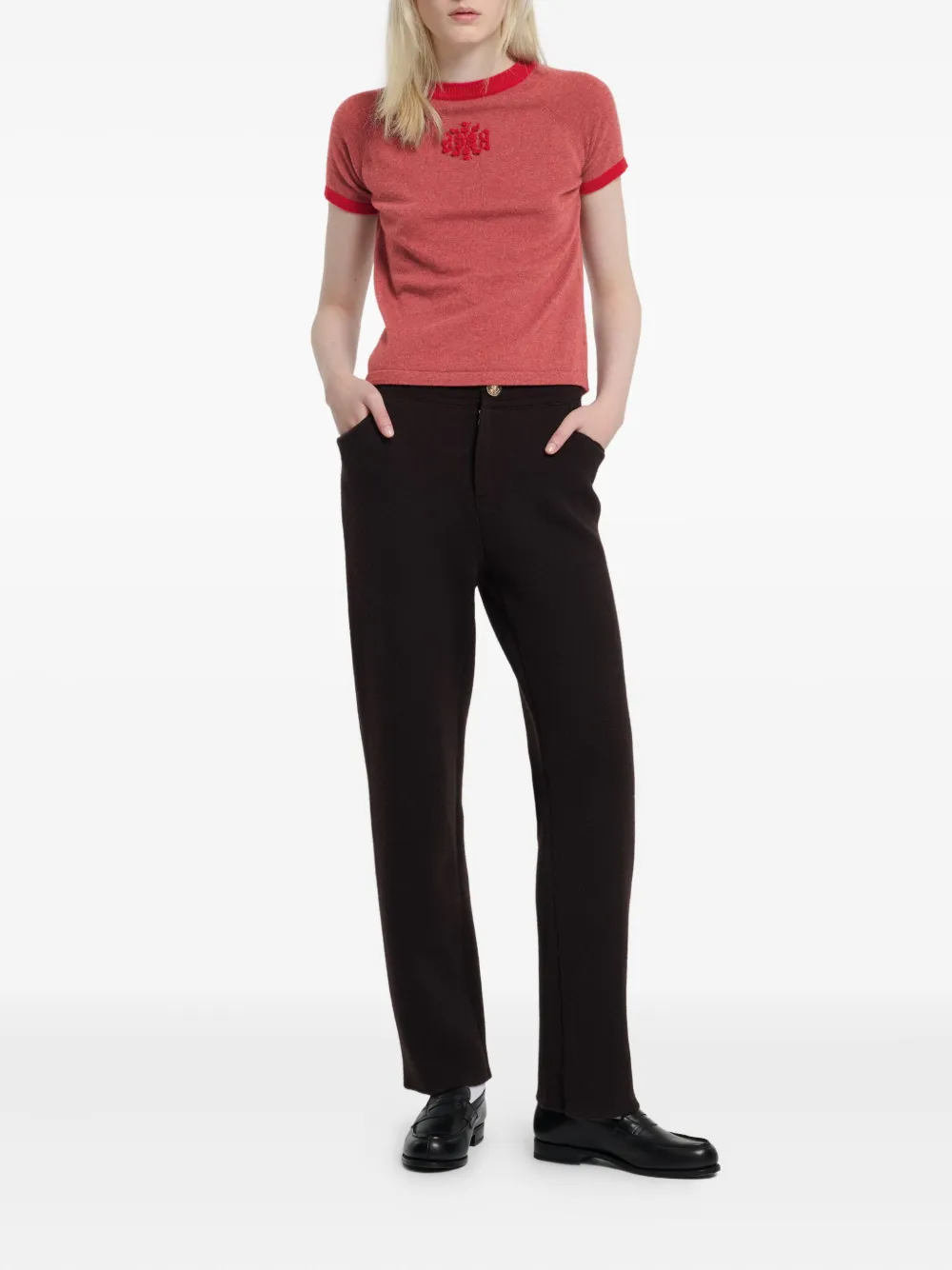Barrie Kasjmier T-shirt met B-logo Rood