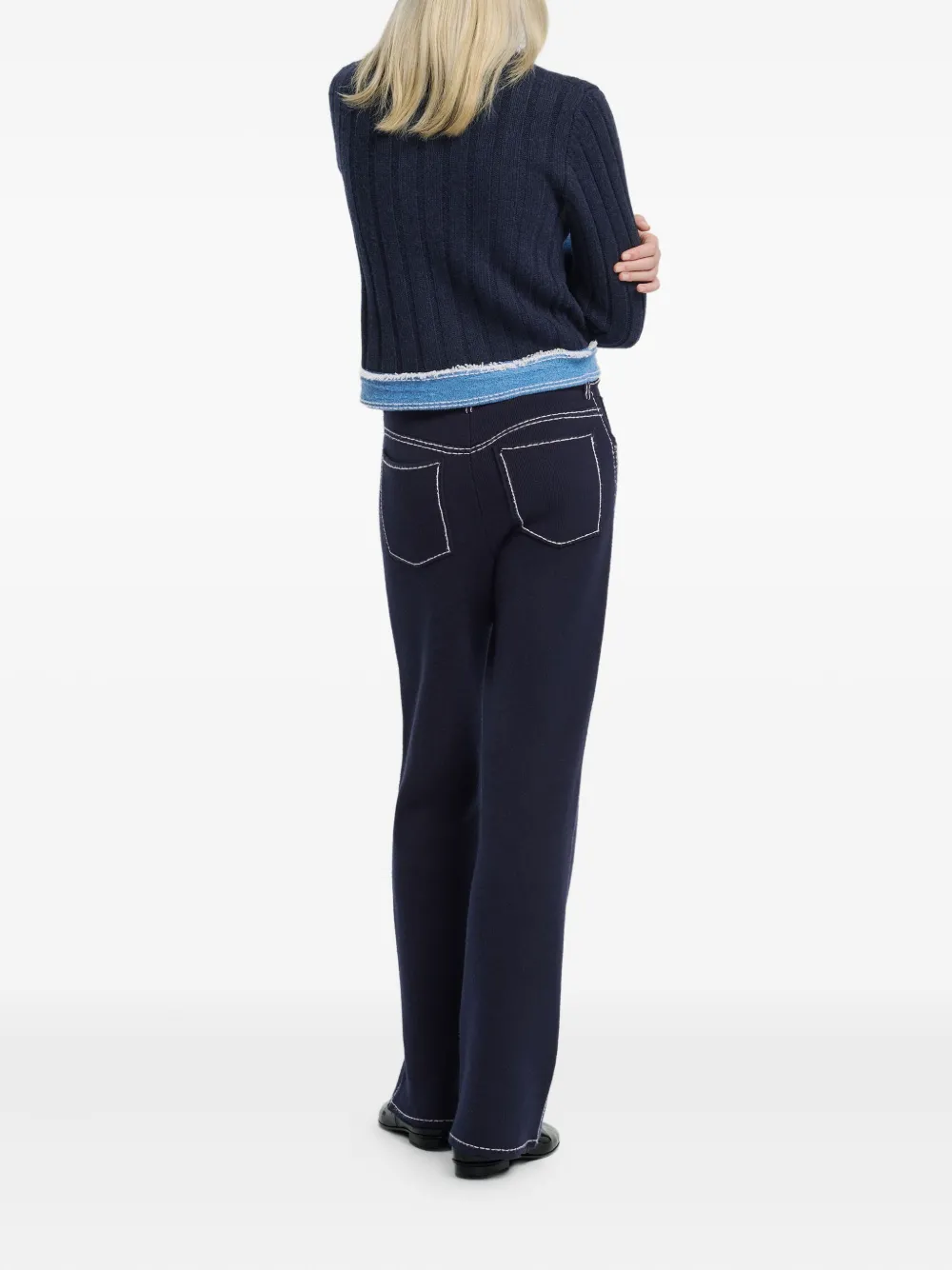 Barrie Ribgebreid jack met denim-effect Blauw