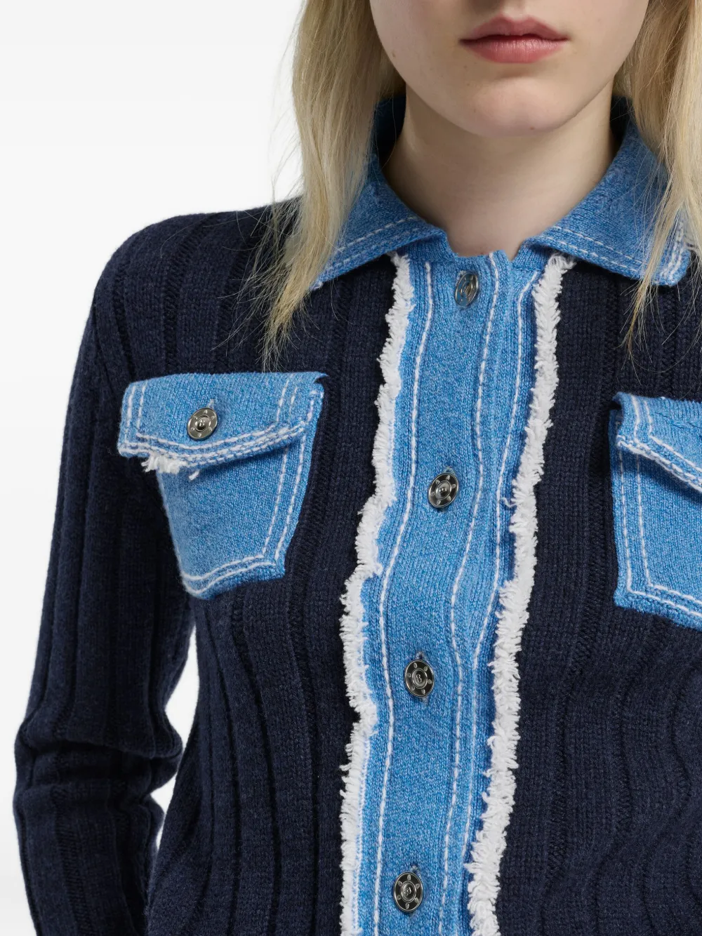 Barrie Ribgebreid jack met denim-effect Blauw