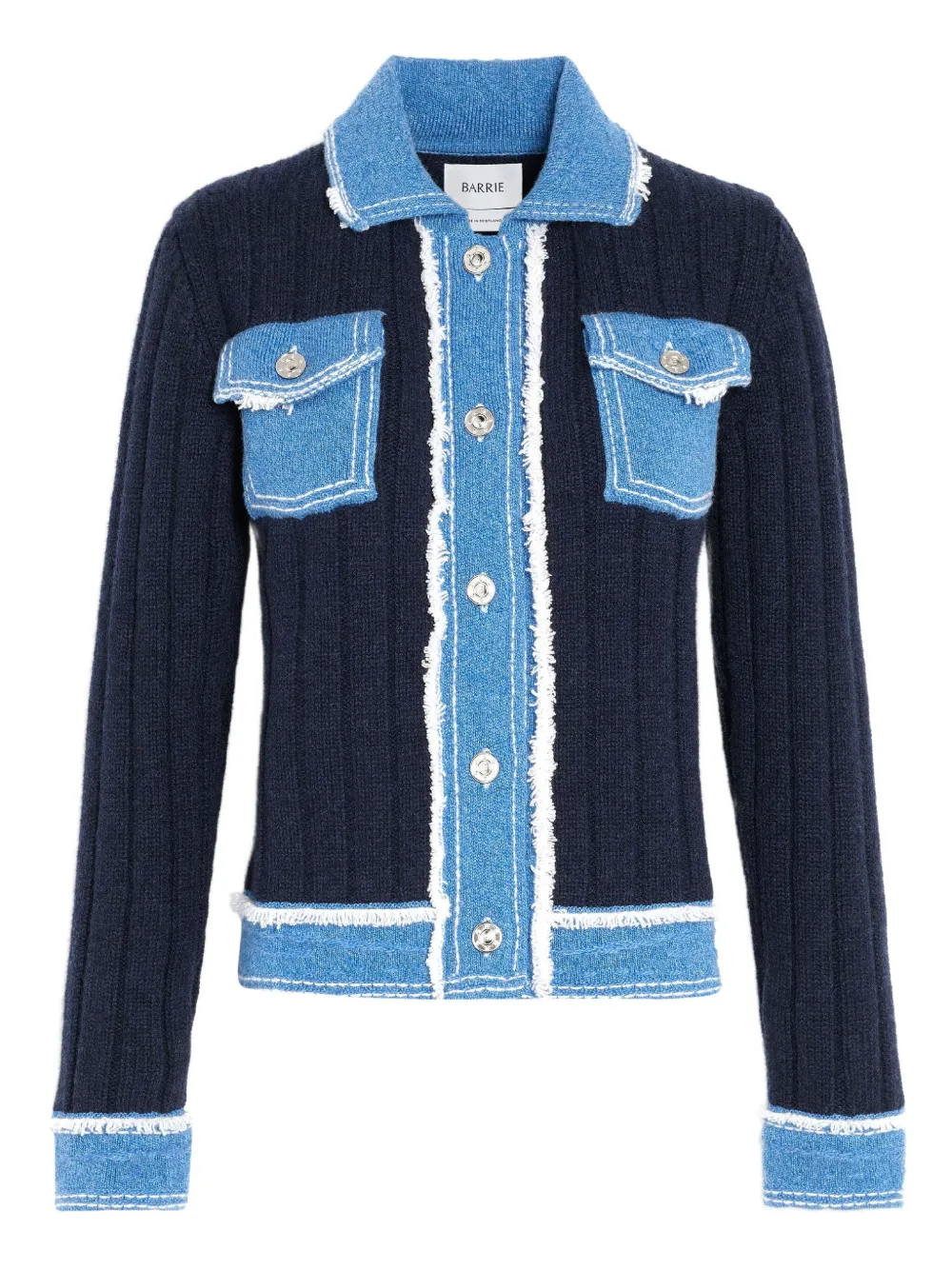 Barrie Ribgebreid jack met denim-effect Blauw