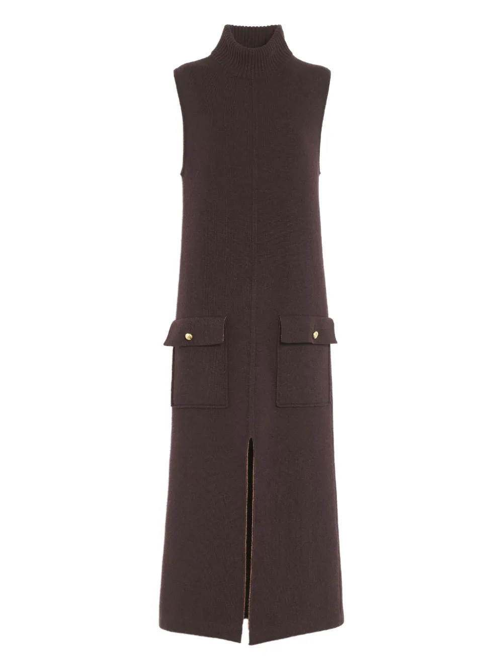 Barrie Sleeveless Pocket Midi Dress In Brown