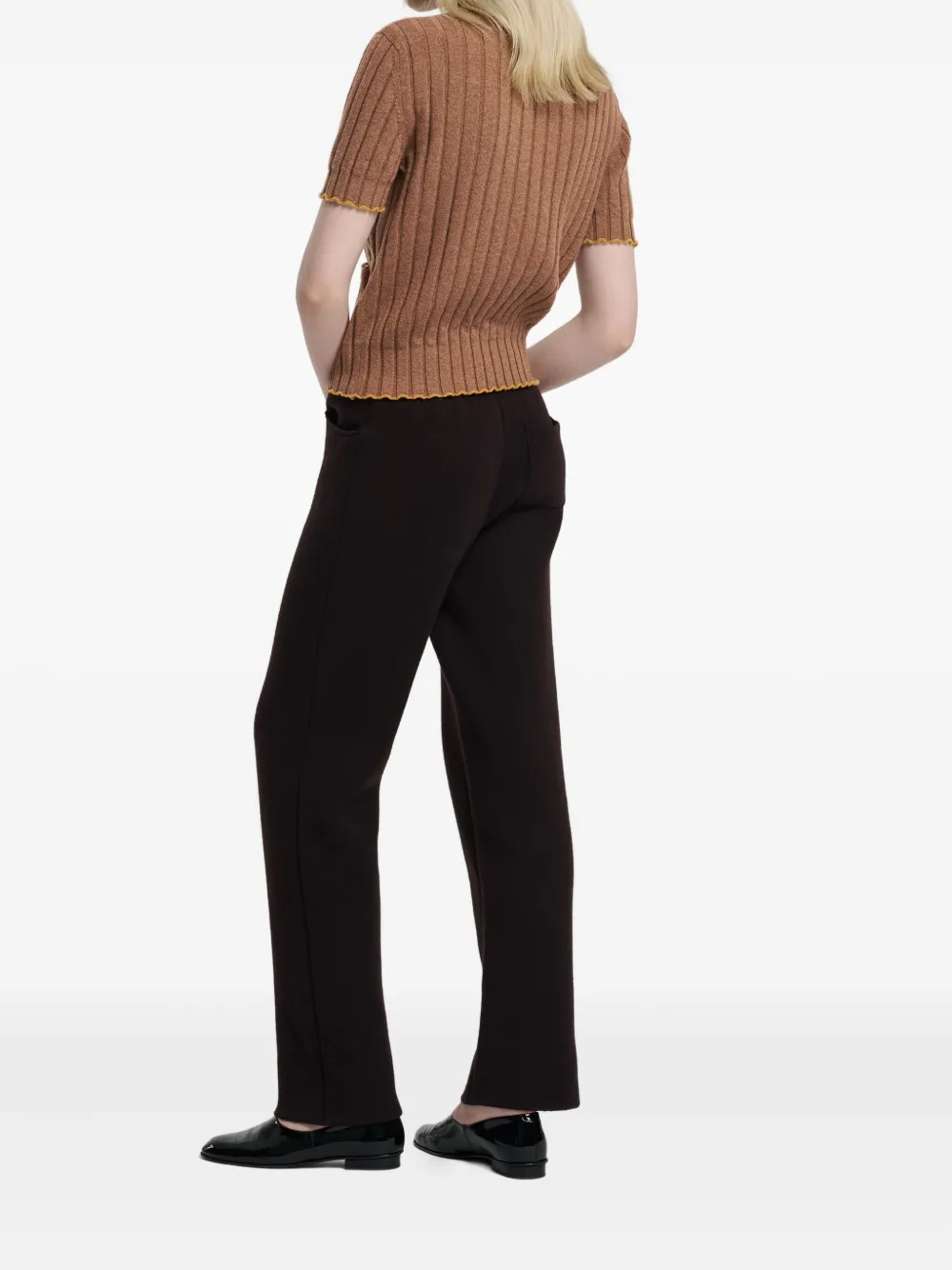 Barrie cashmere-blend ribbed T-shirt Bruin