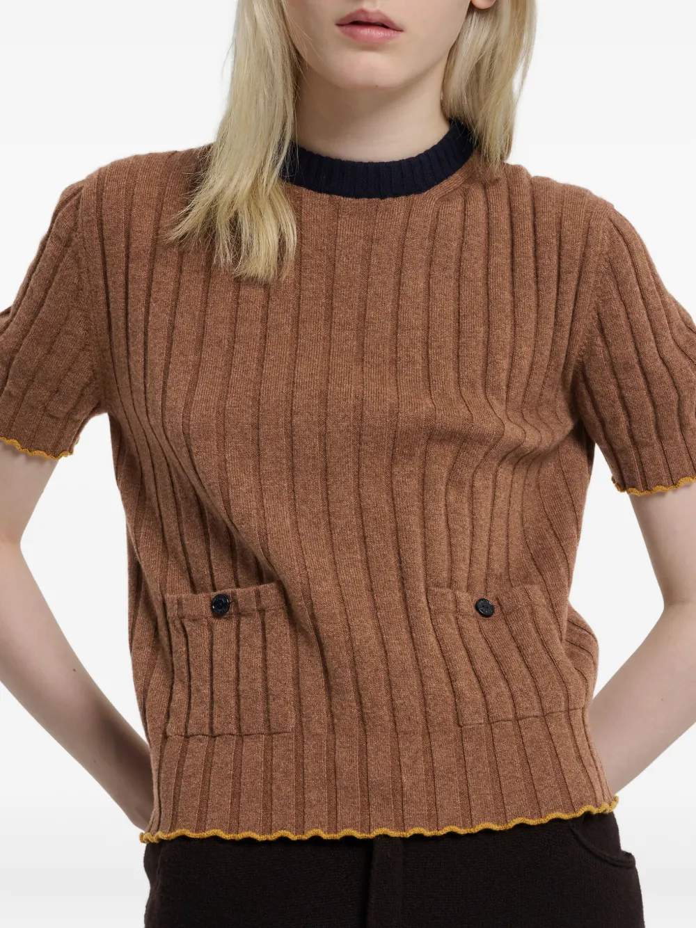 Barrie cashmere-blend ribbed T-shirt Bruin