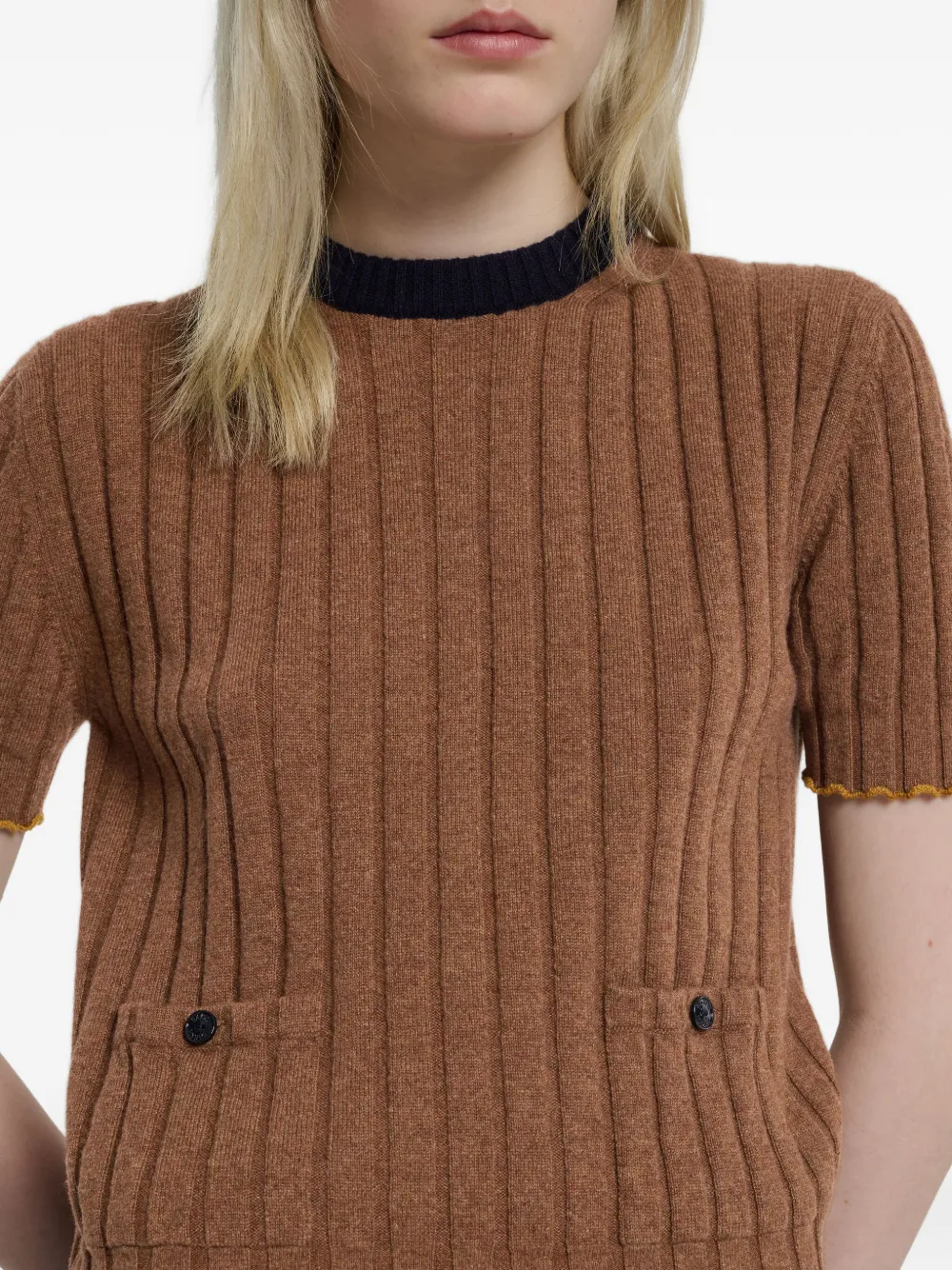 Barrie cashmere-blend ribbed T-shirt Bruin
