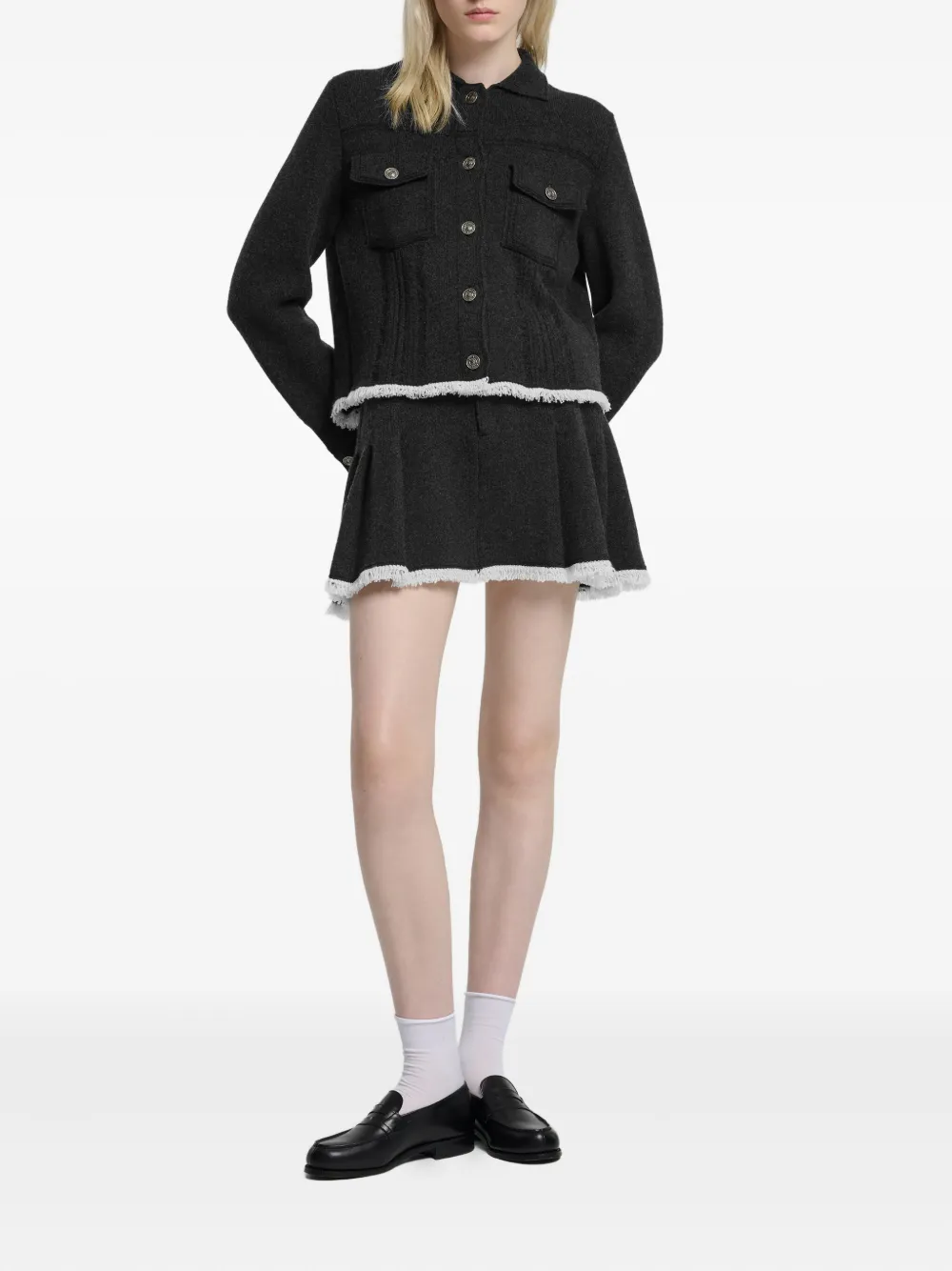 Barrie pleated-hem button-front jacket Zwart
