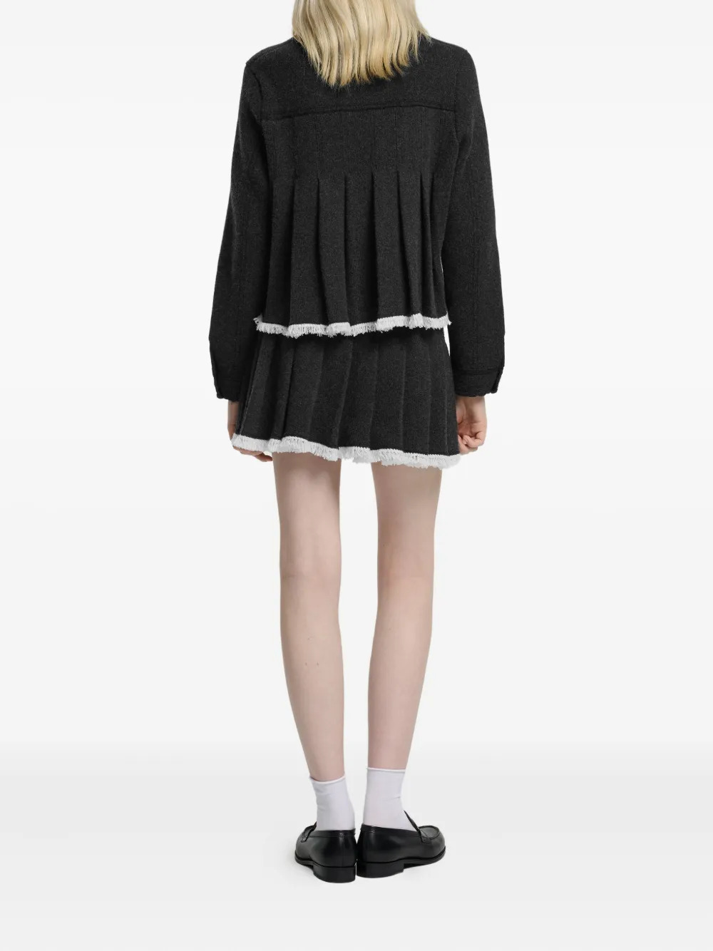 Barrie pleated-hem button-front jacket Zwart