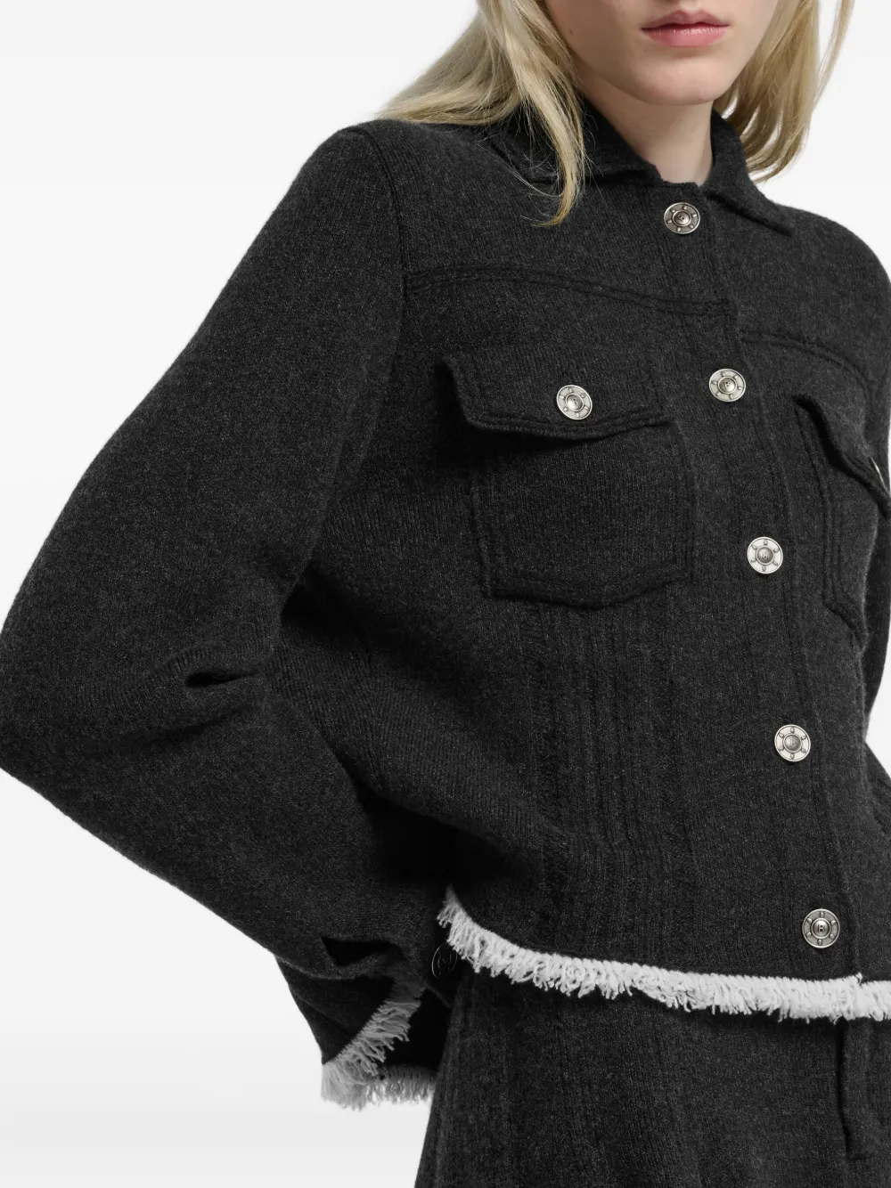 Barrie pleated-hem button-front jacket Zwart