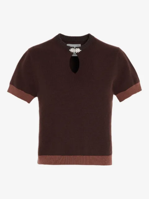 Barrie jewelled-neck cashmere top