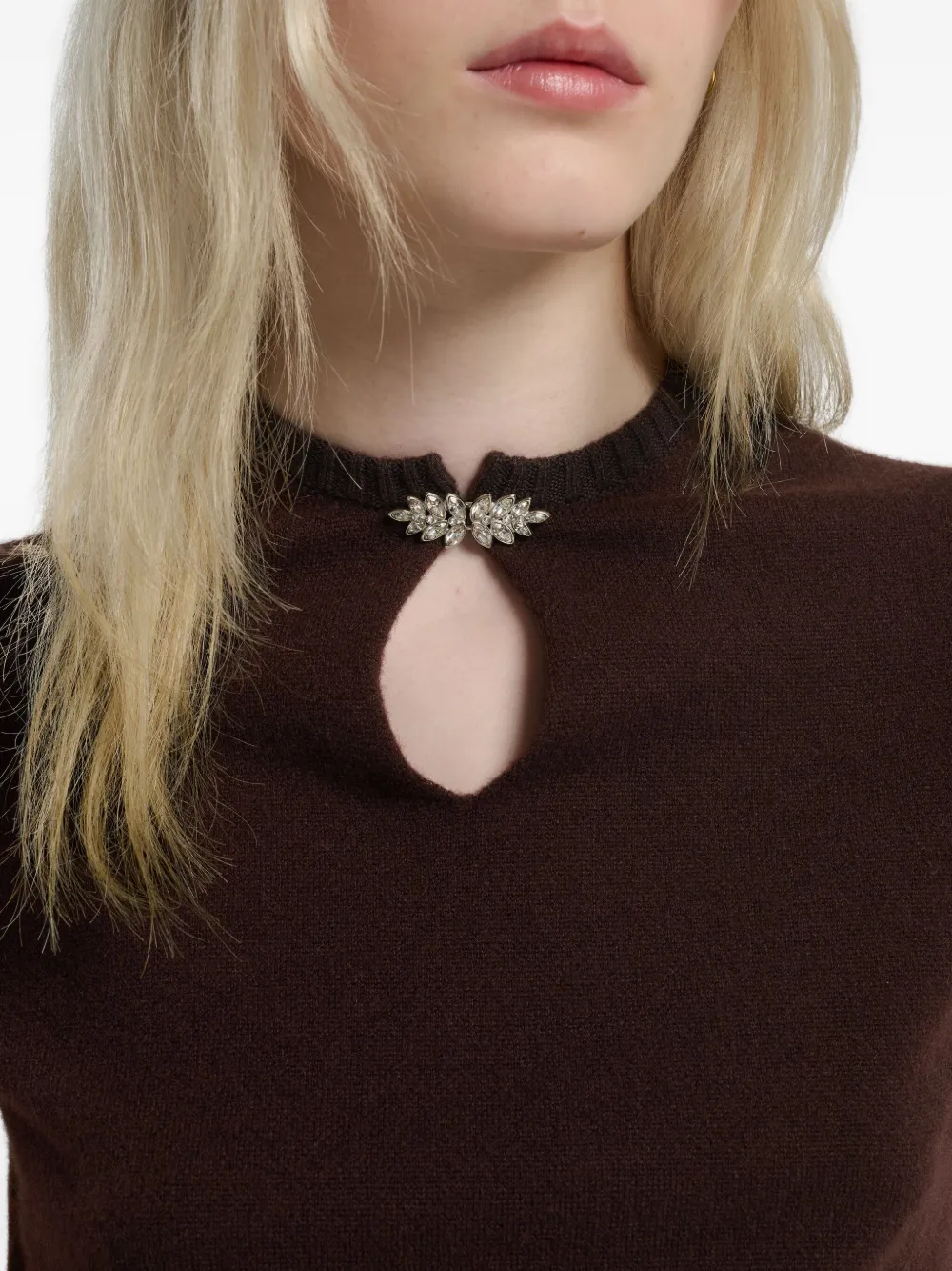 Barrie Kasjmier top met sieraden hals Bruin