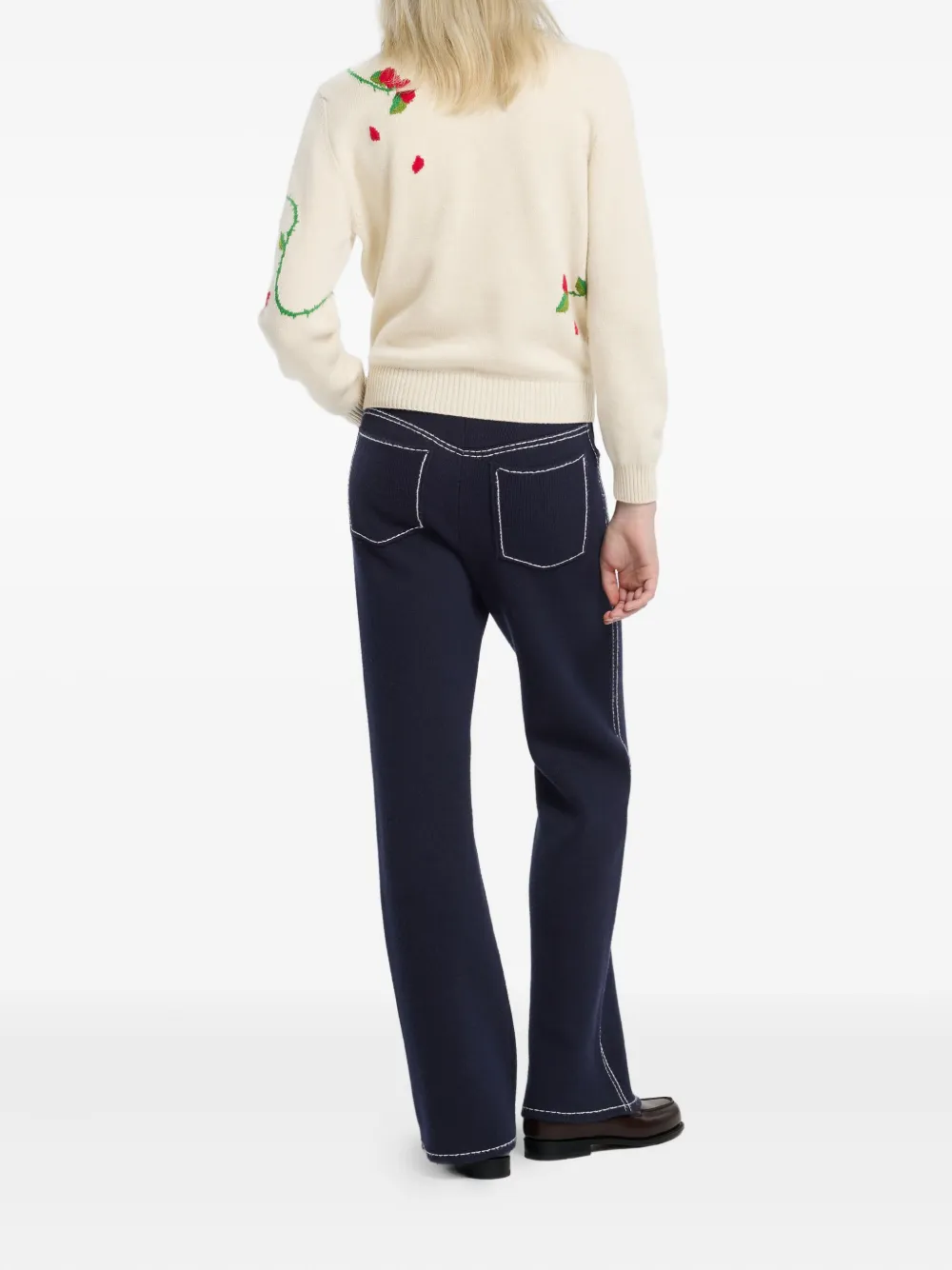 Barrie Floral-intarsia Cashmere Jumper In Neutral