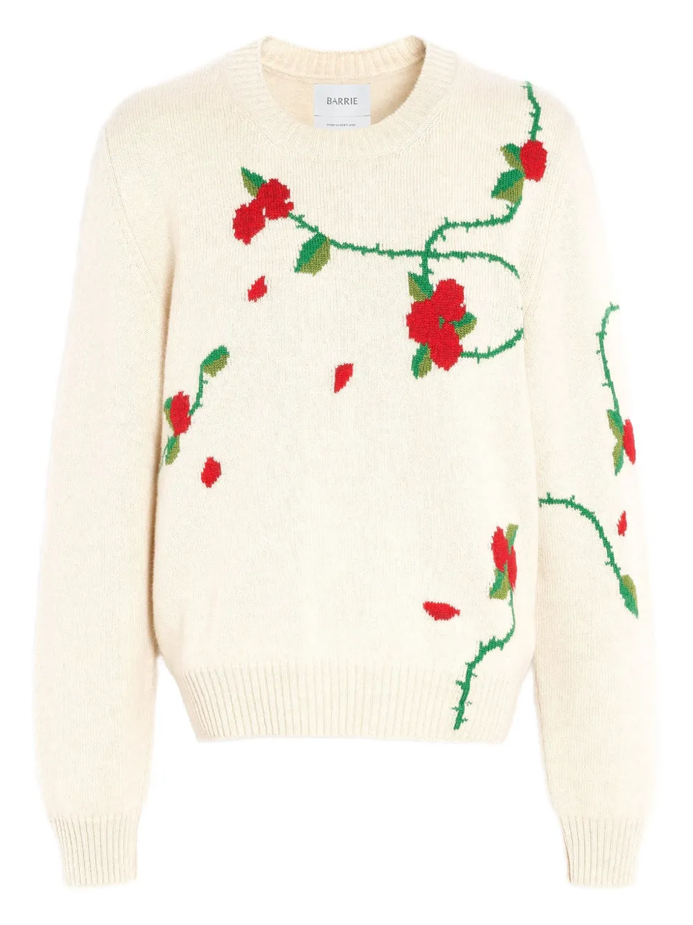 Barrie Floral-intarsia Cashmere Jumper In Neutral