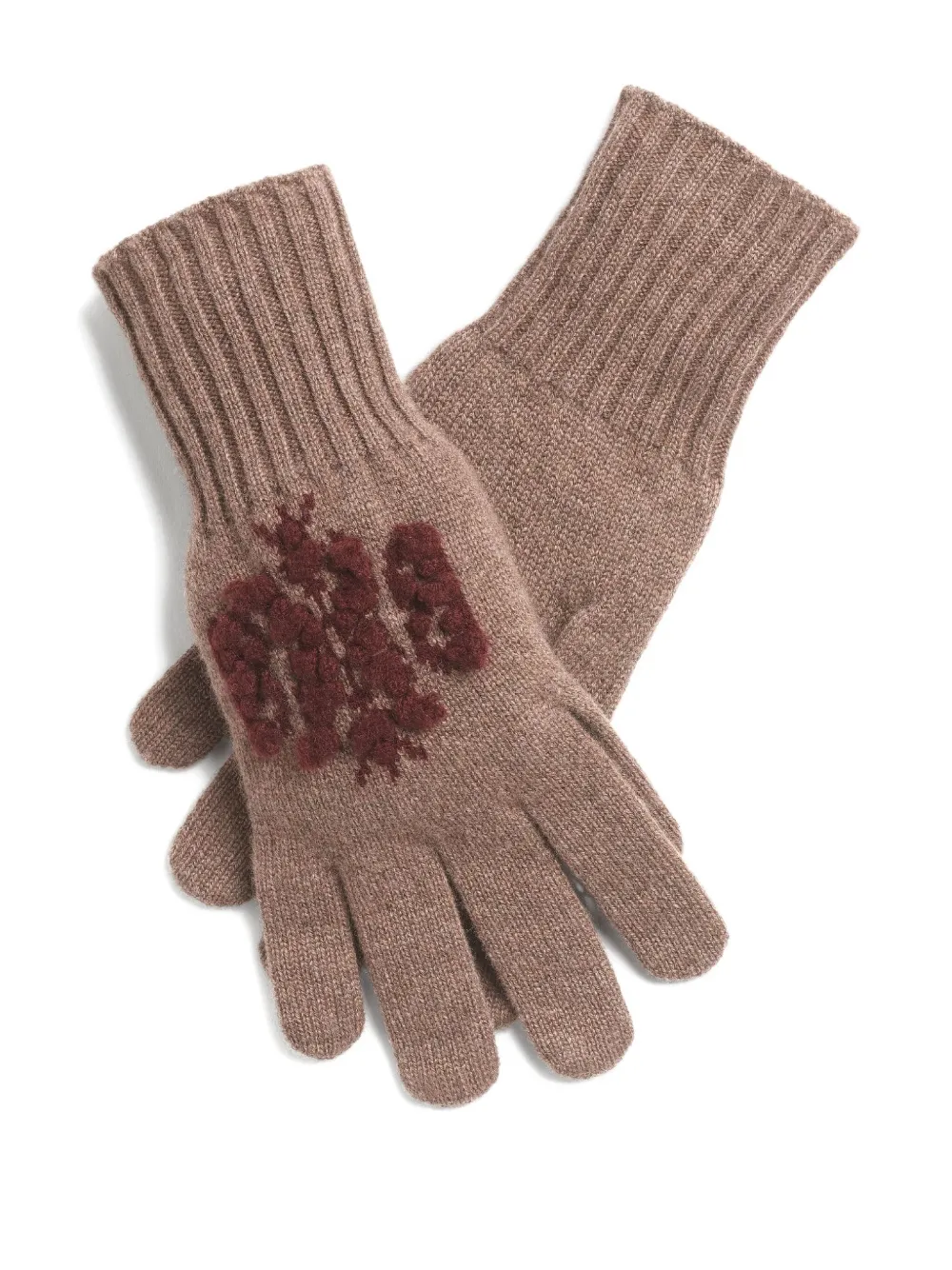 Barrie Embroidered Cashmere Gloves In Brown