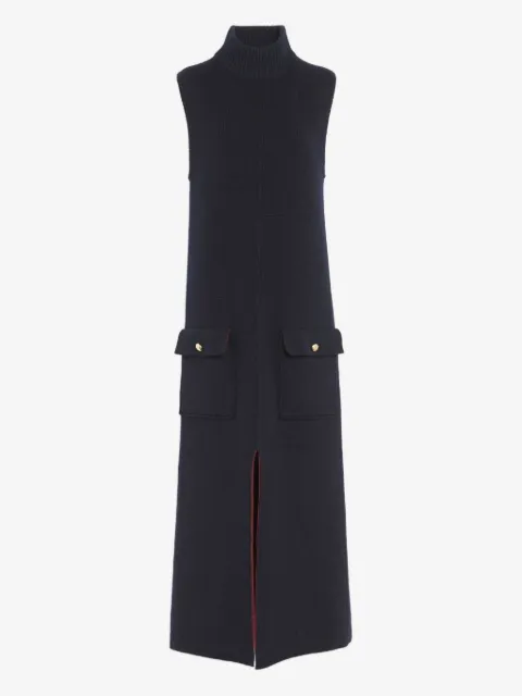 Barrie vestido midi con cuello alto y bolsillo