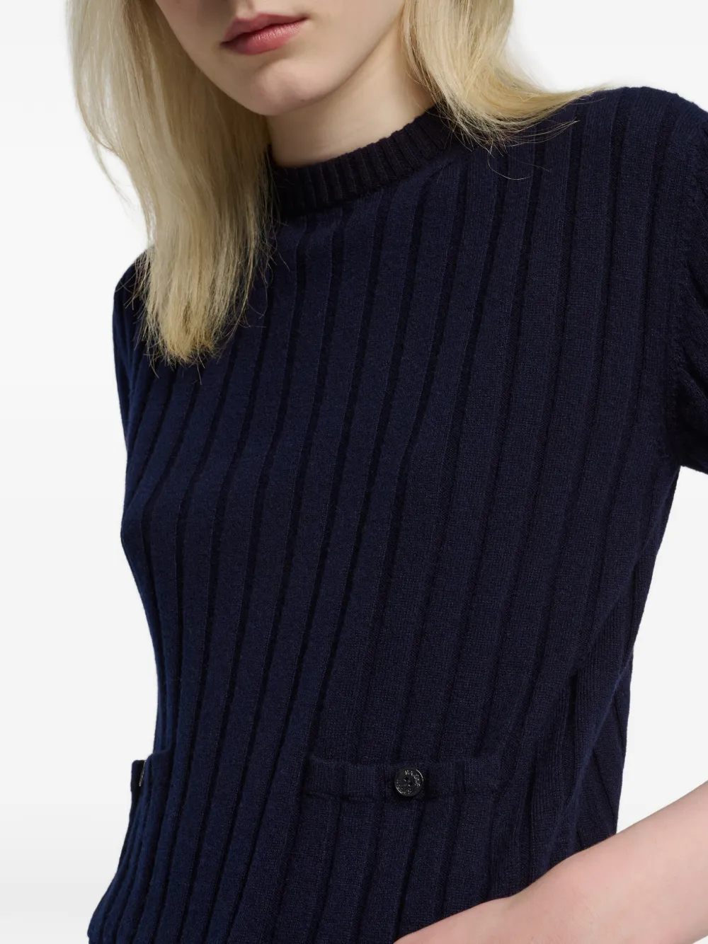 Barrie Ribgebreid T-shirt Blauw