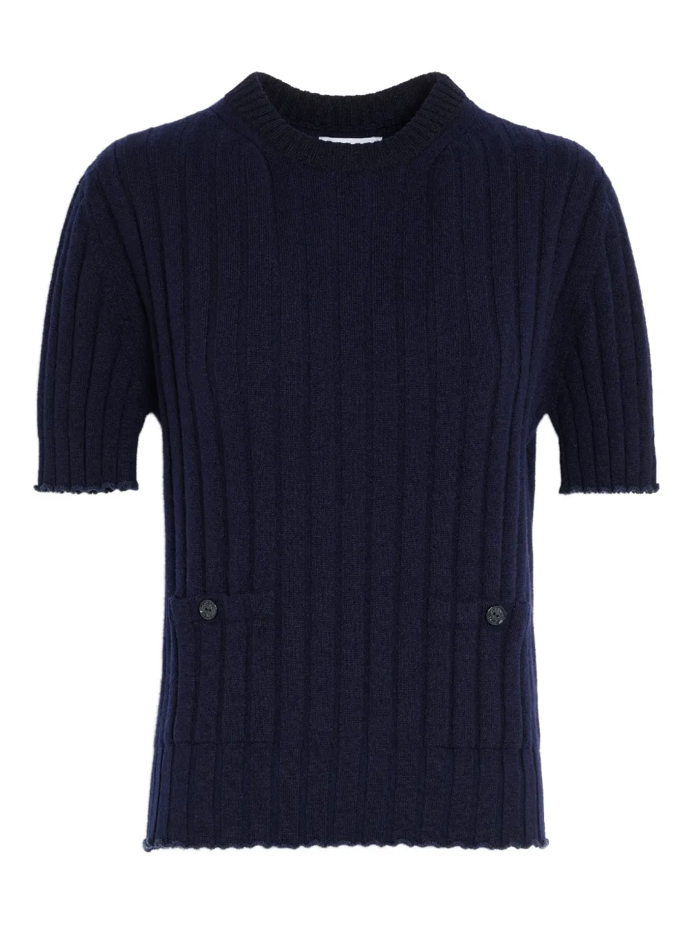 Barrie+t-shirt+en+maille+à+design+cotele+-+Bleu