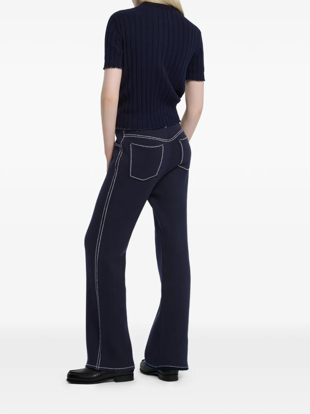 Barrie Ribgebreid T-shirt Blauw