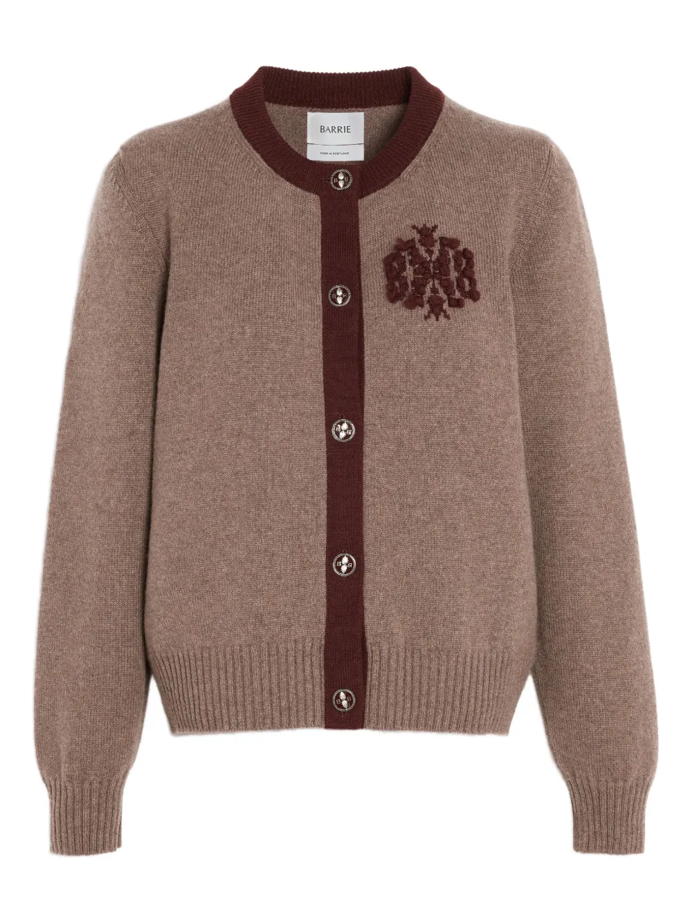 Barrie Kasjmier vest met geborduurd monogram Bruin
