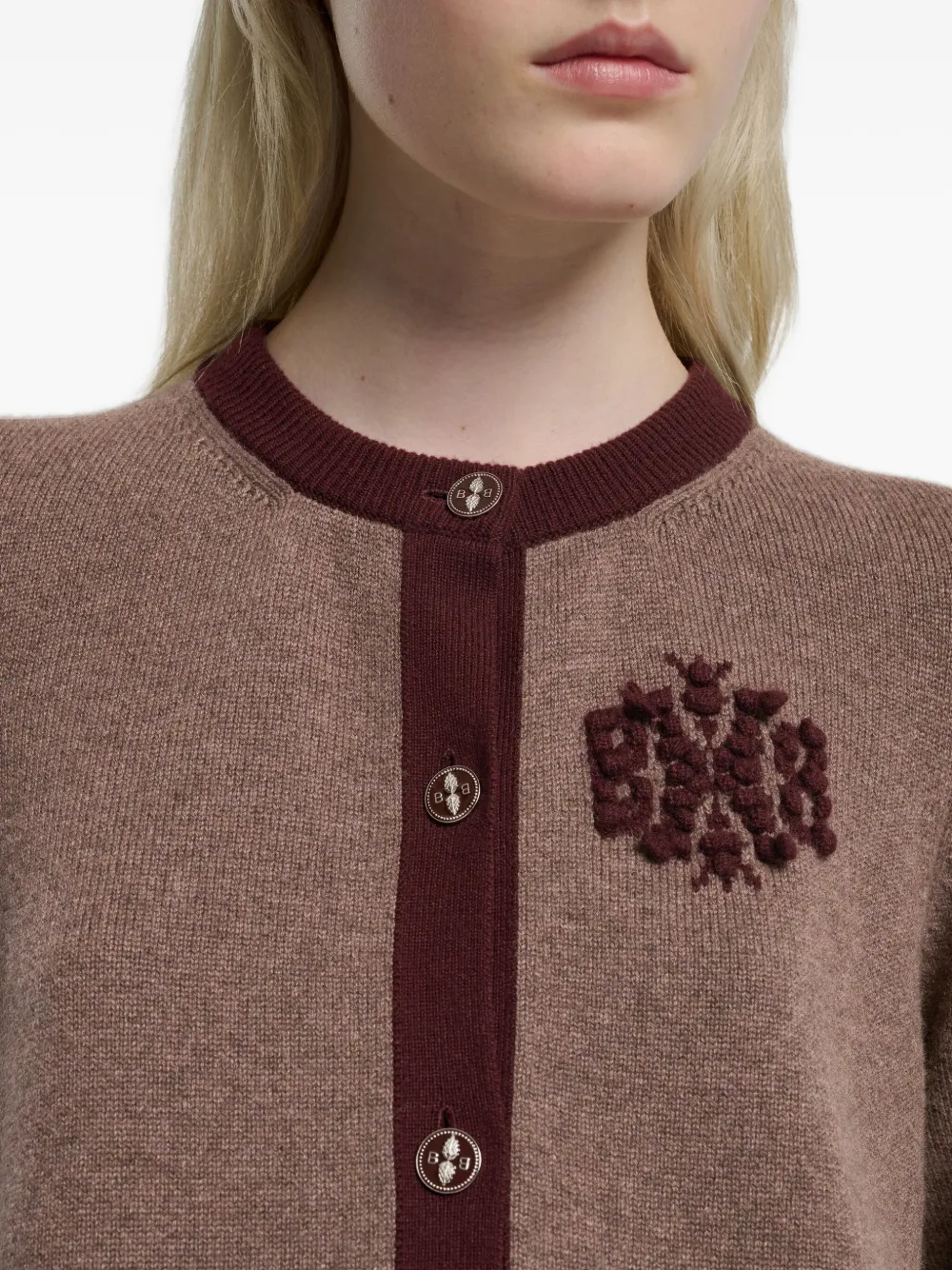 Barrie Kasjmier vest met geborduurd monogram Bruin