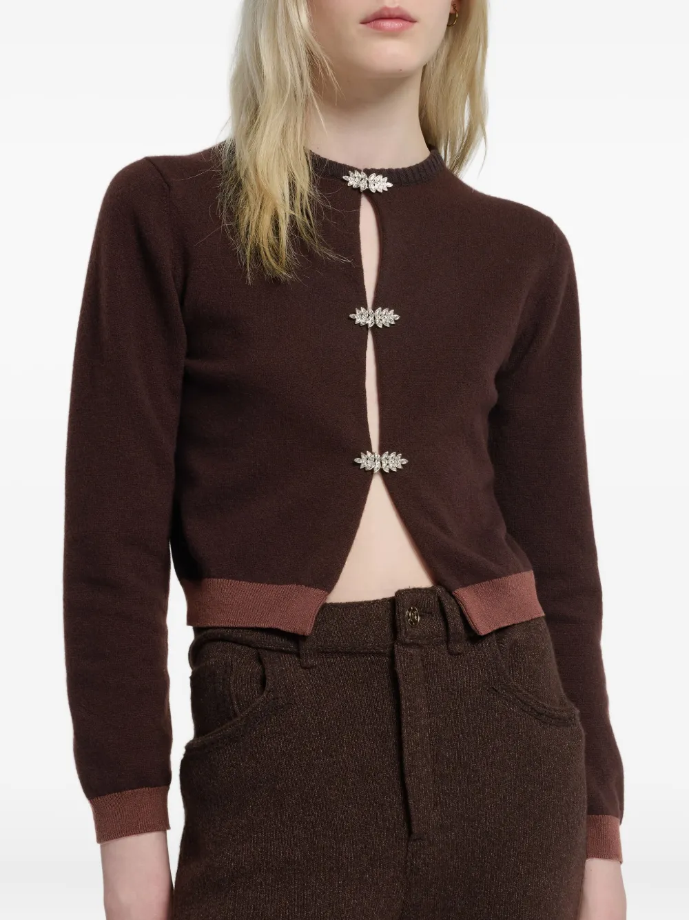Barrie Kasjmier vest met detail Bruin
