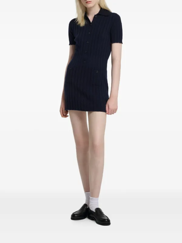 Ribbed Cashmere Short Dress Blue / M Ribbed Cashmere Short Dress Blue / M