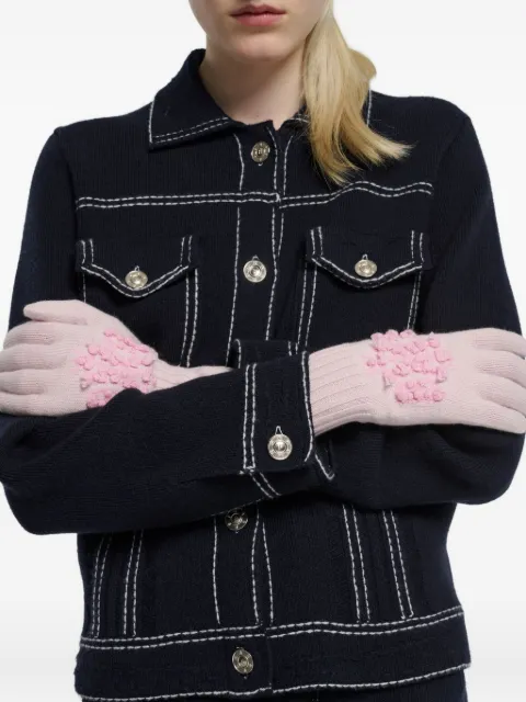 Barrie cashmere flower-embellished gloves