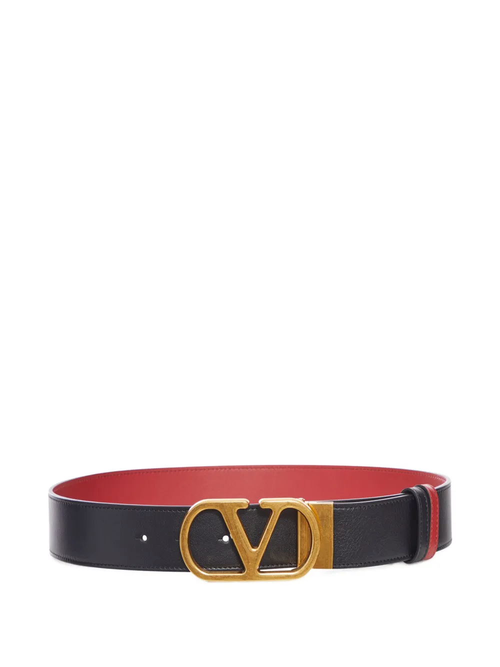 Valentino Garavani leather logo-buckle belt Zwart