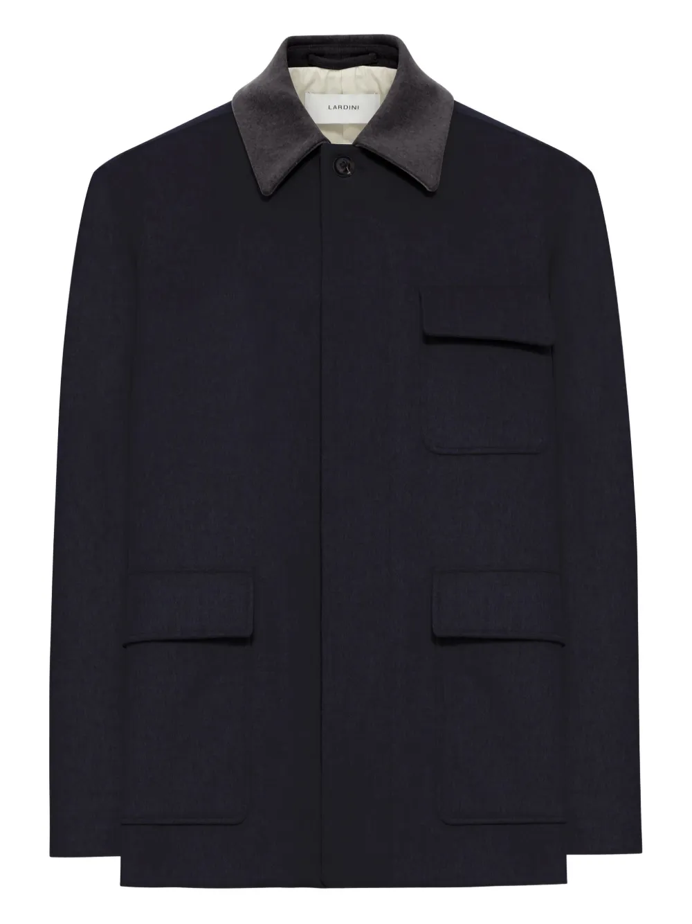 Lardini wool contrast-collar jacket Blauw