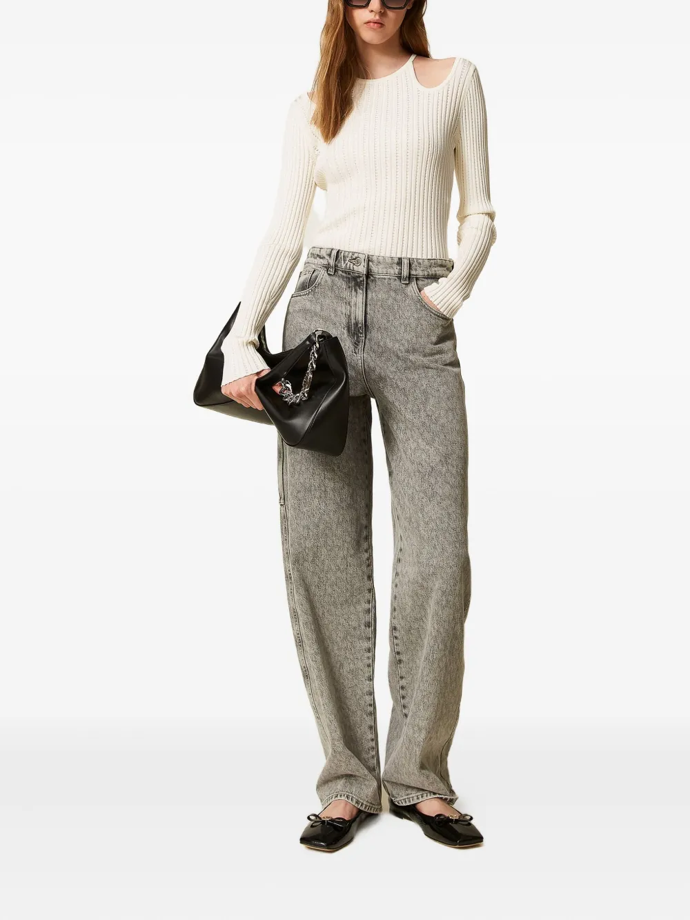TWINSET Jeans met logopatch en cargo zak Grijs