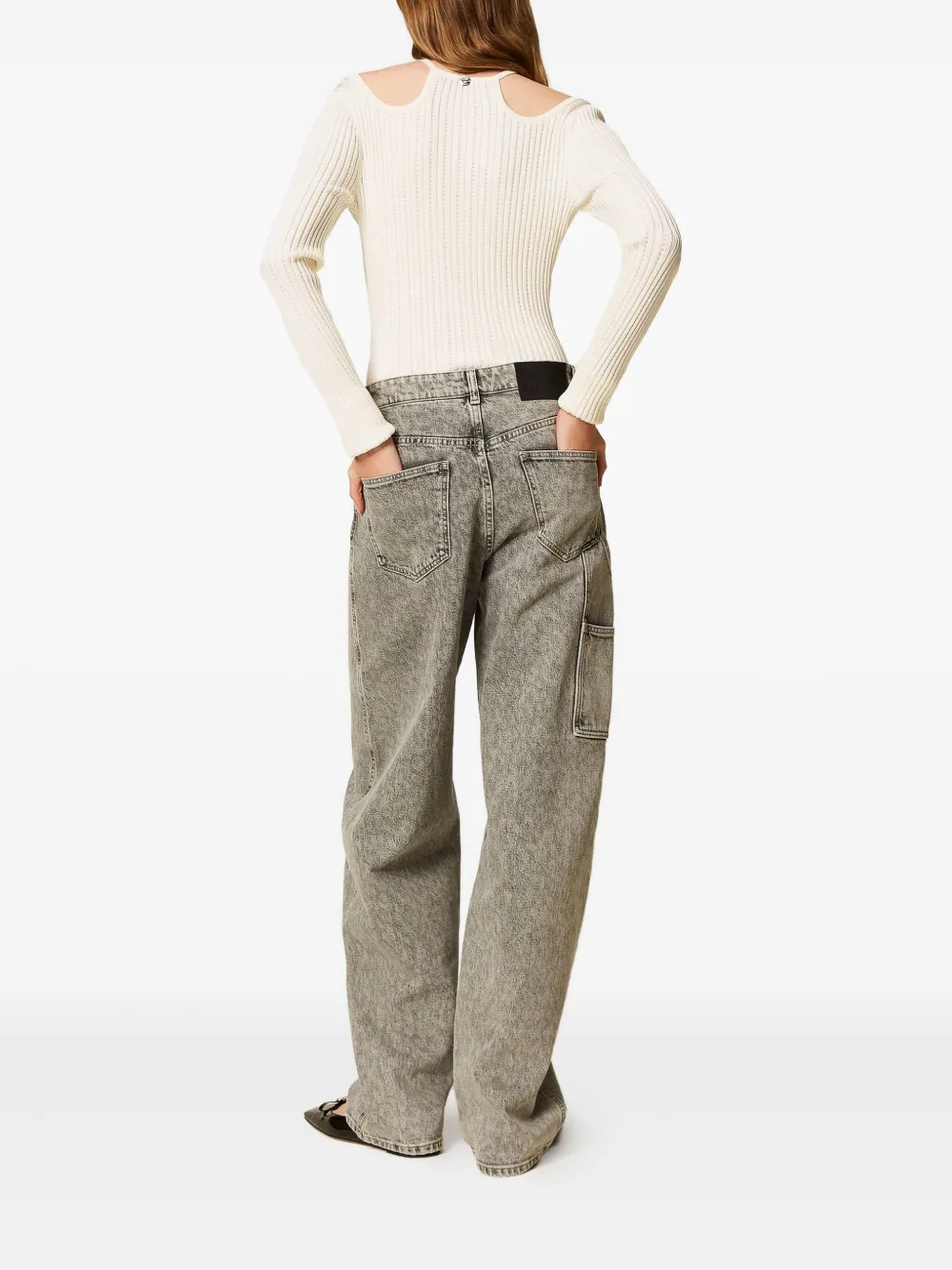 TWINSET Jeans met logopatch en cargo zak Grijs