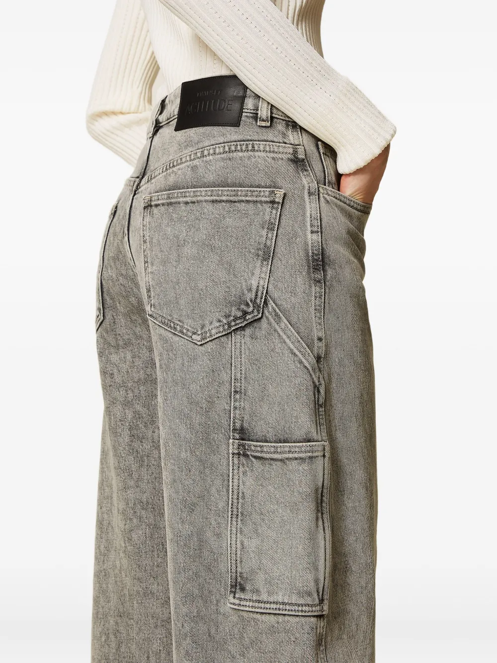 TWINSET Jeans met logopatch en cargo zak Grijs