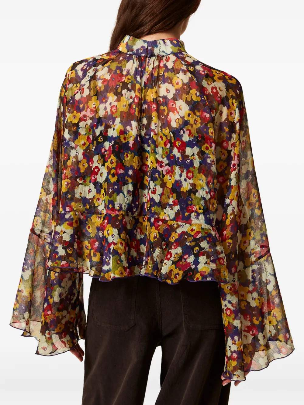 Twinset Floral-print Bell-sleeve Blouse In Multi