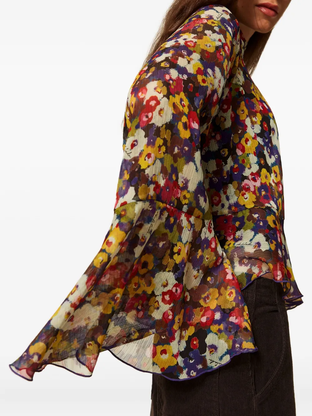 Twinset Floral-print Bell-sleeve Blouse In Multi