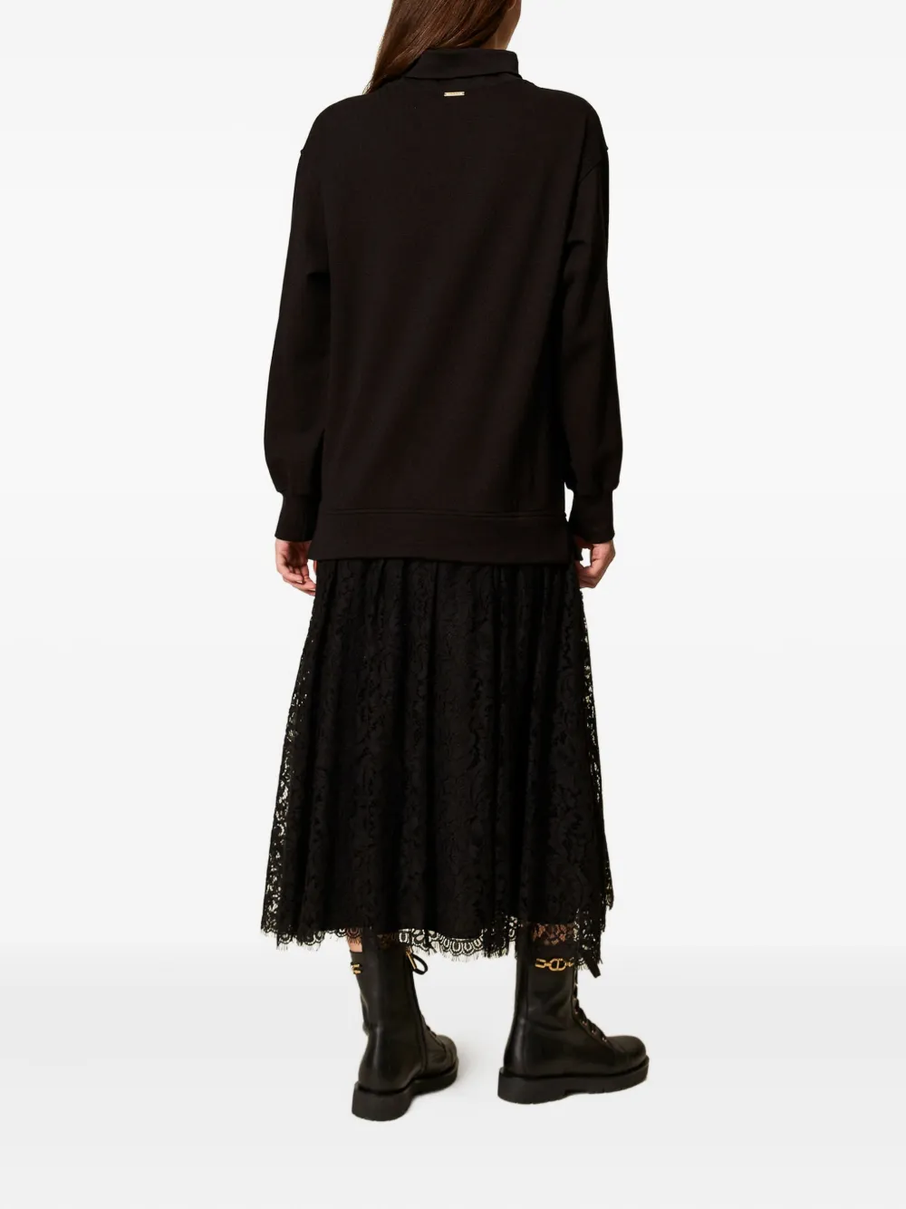 TWINSET Fleece midi-jurk Zwart