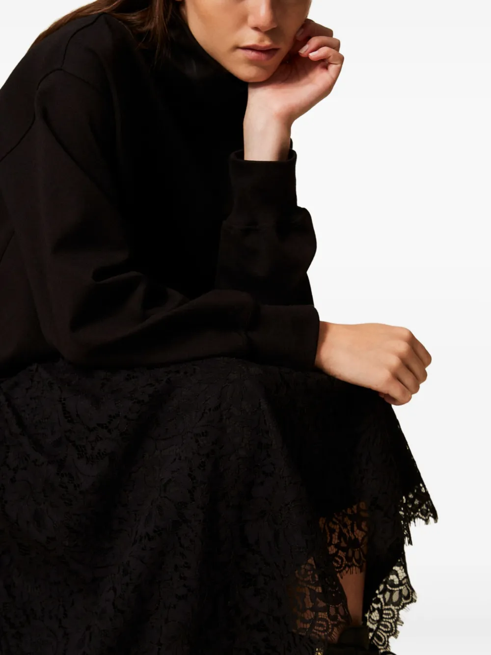 TWINSET Fleece midi-jurk Zwart