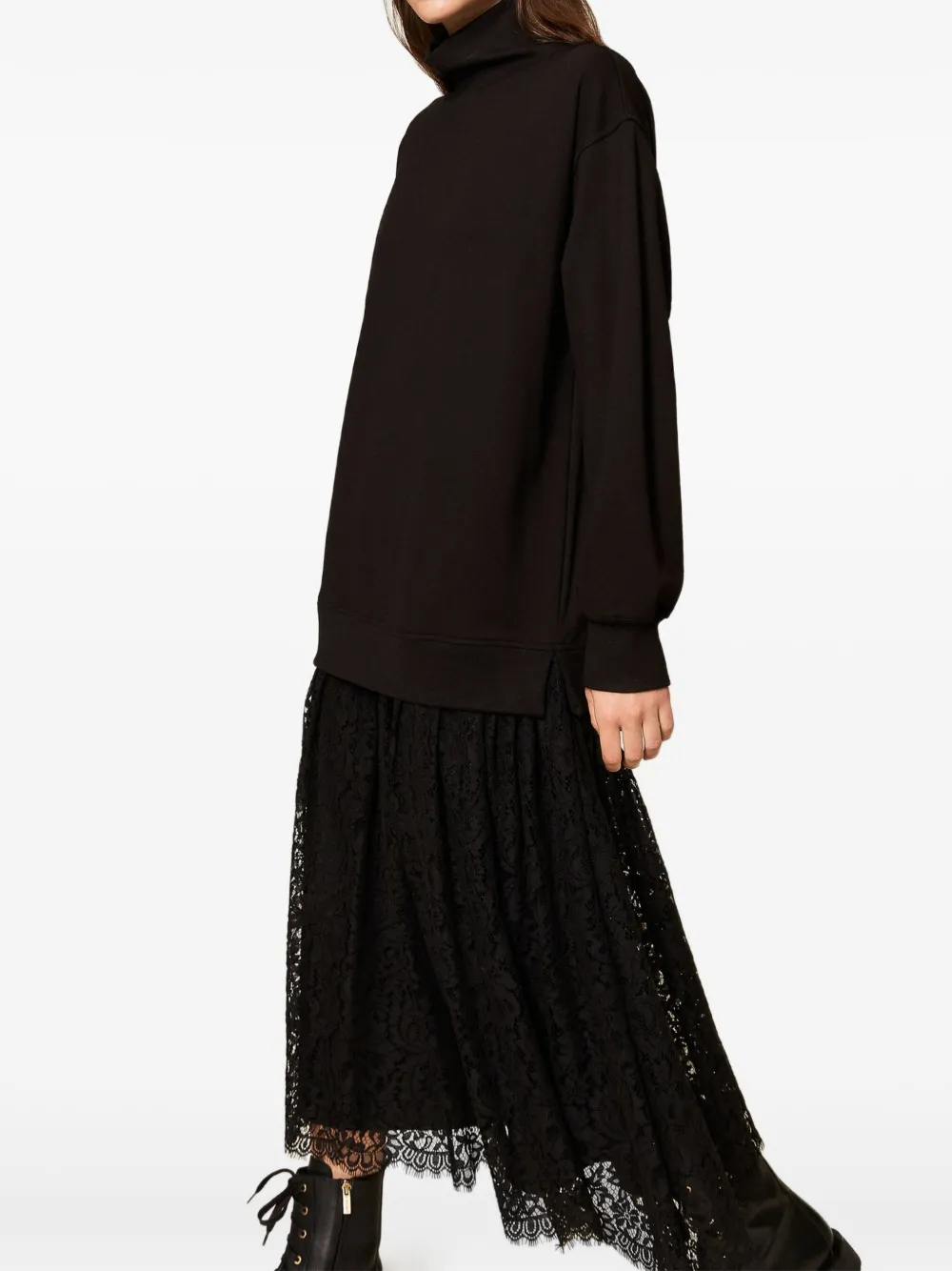 TWINSET Fleece midi-jurk Zwart