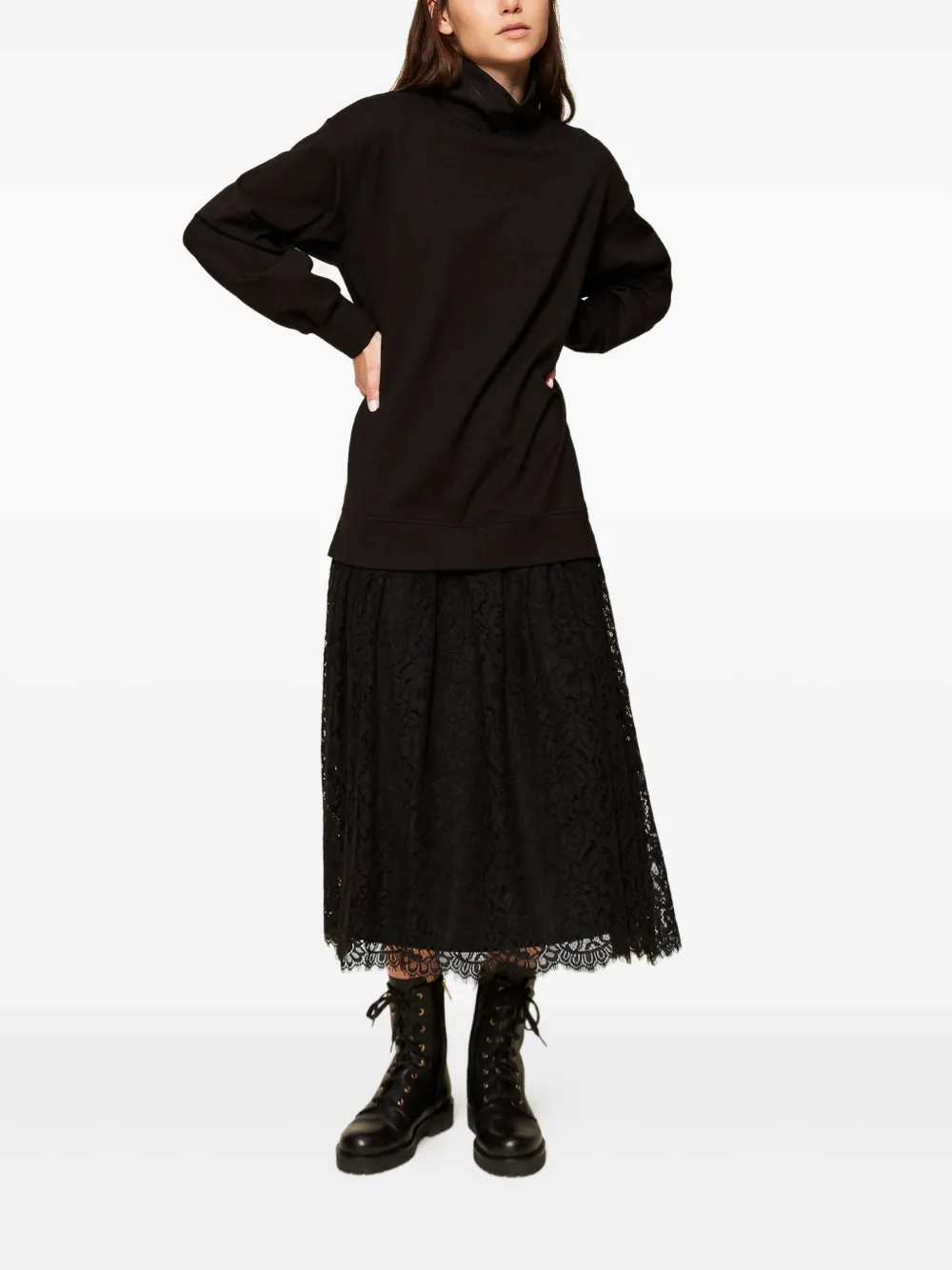 TWINSET Fleece midi-jurk - Zwart