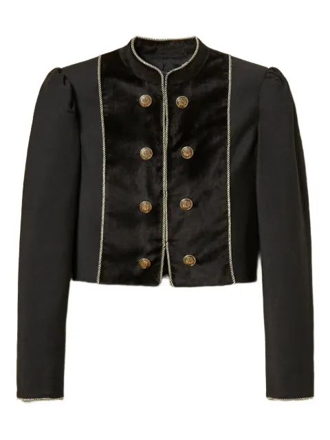 TWINSET velvet-trimmed puff-sleeve jacket