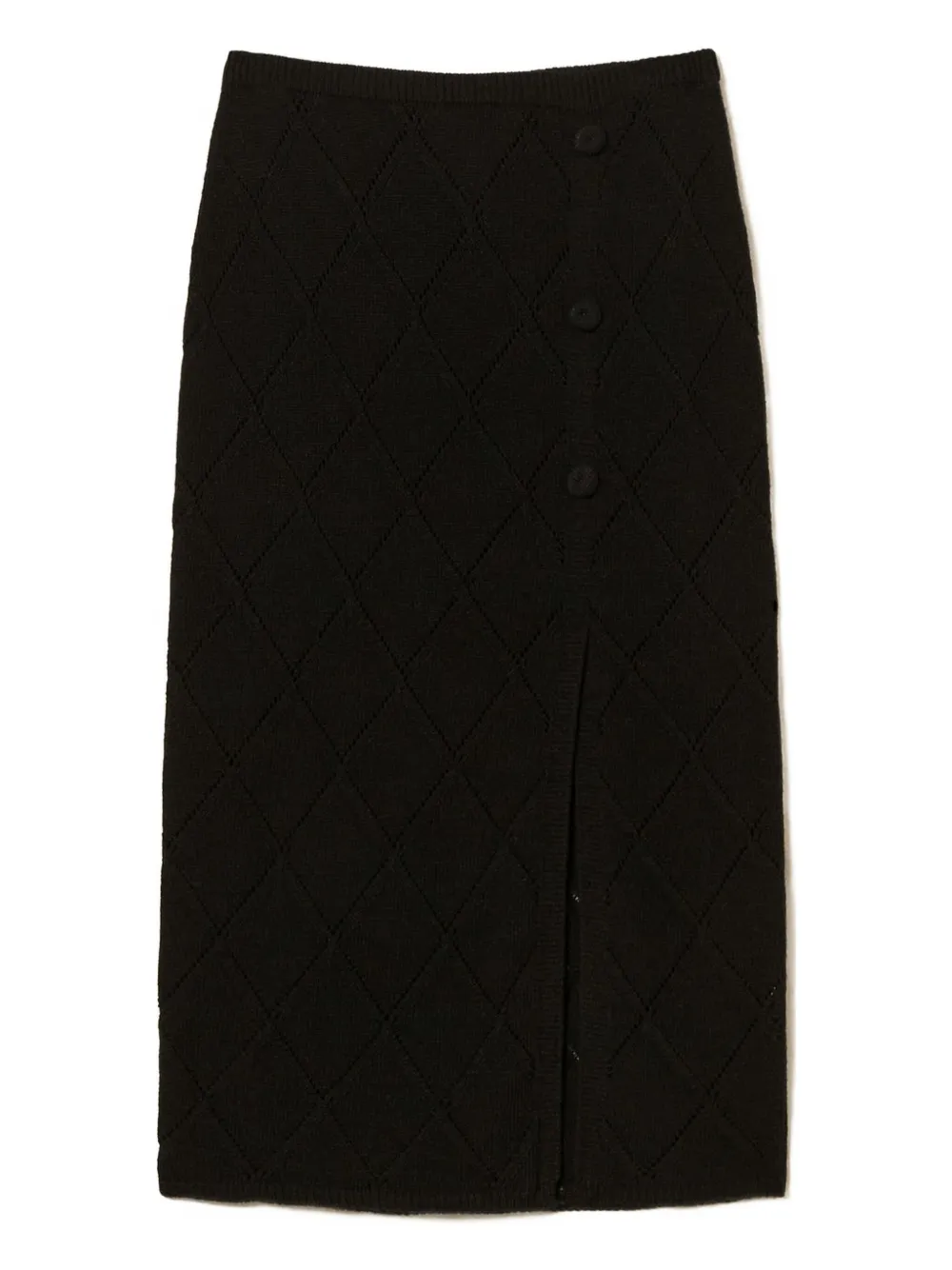 TWINSET Rok met zijsplit en diamantpatroon Zwart