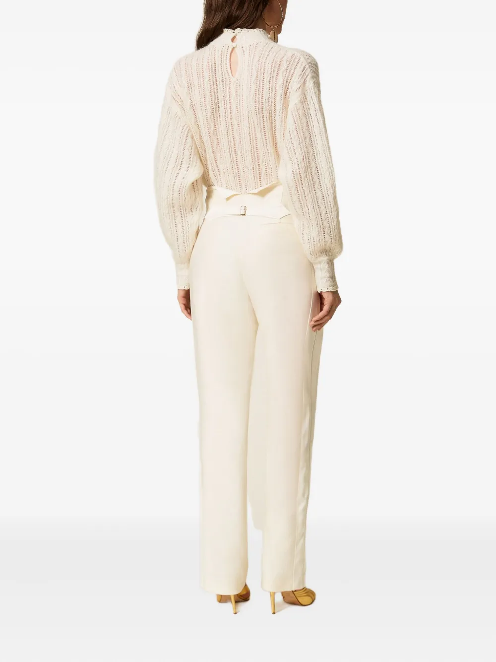 TWINSET Broek met satijnen vlakken Wit