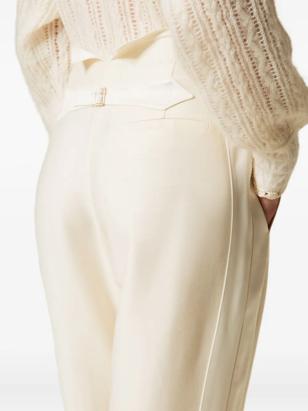 TWINSET Broek met satijnen vlakken Wit