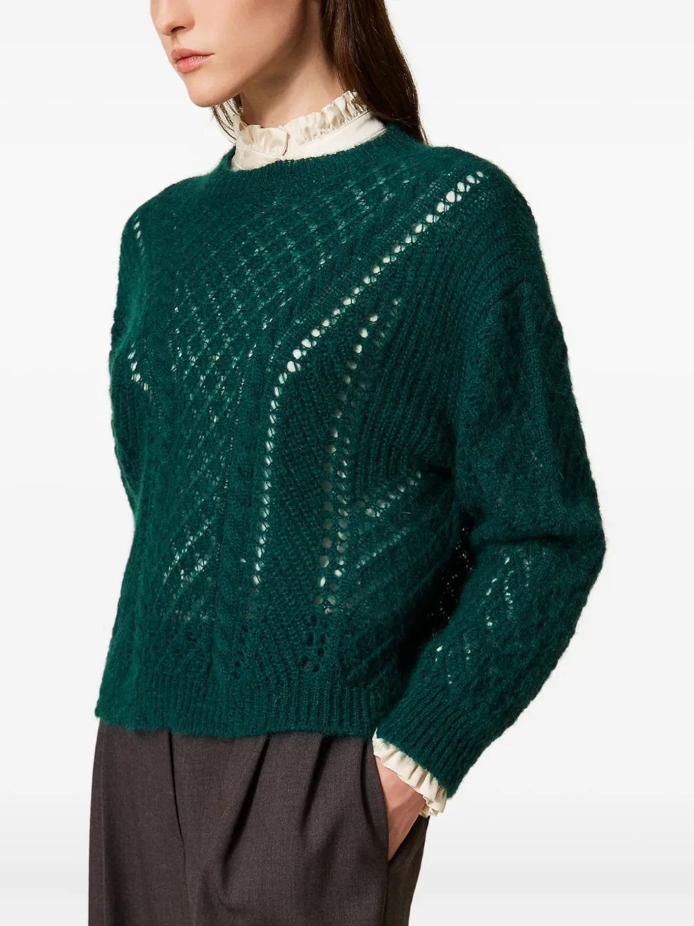 TWINSET open-work cable-knit jumper | Green | Image 1