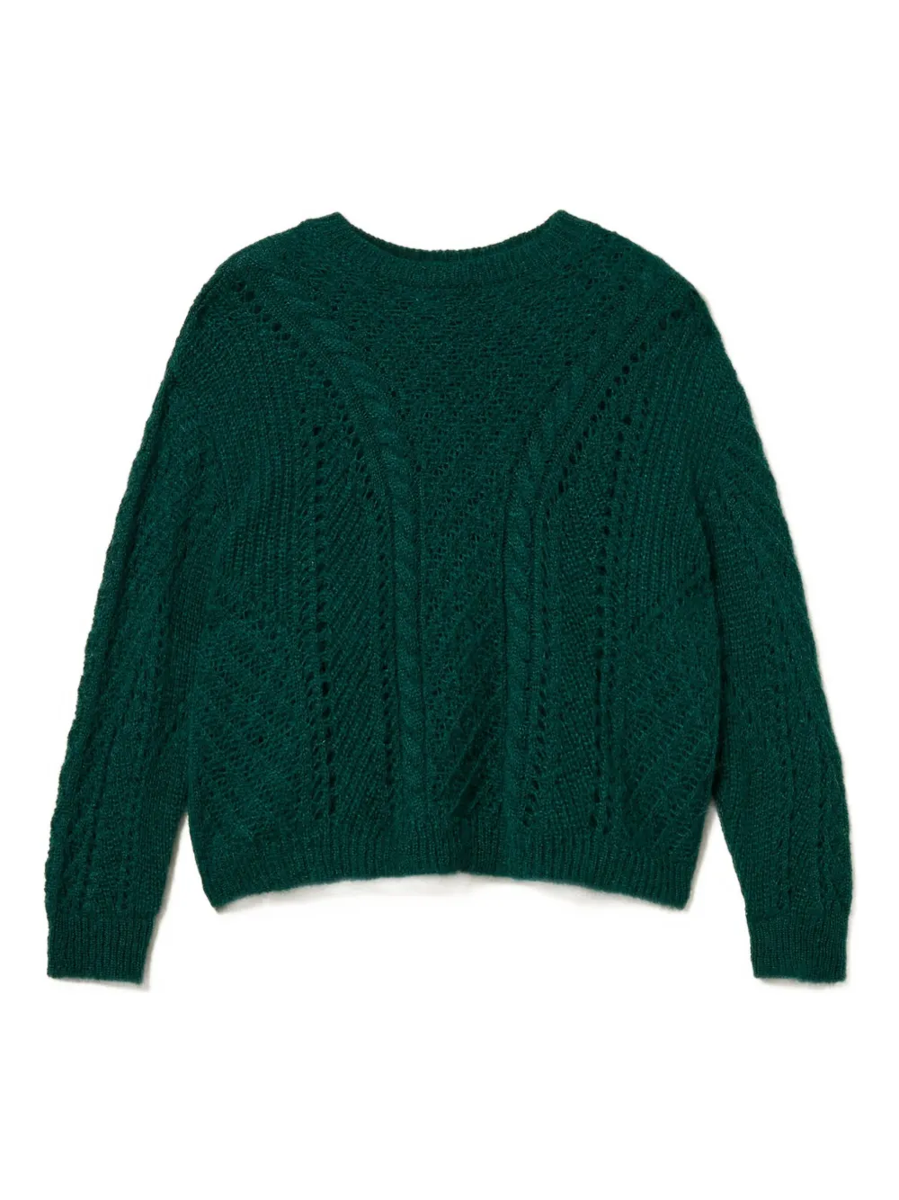 Twinset Open-work Cable-knit Jumper In Green