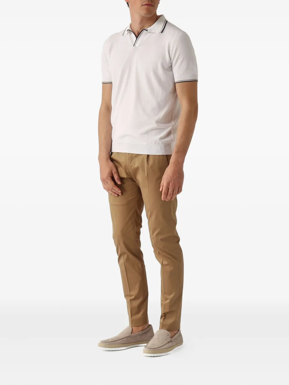 Gran Sasso Geribbeld poloshirt - Wit